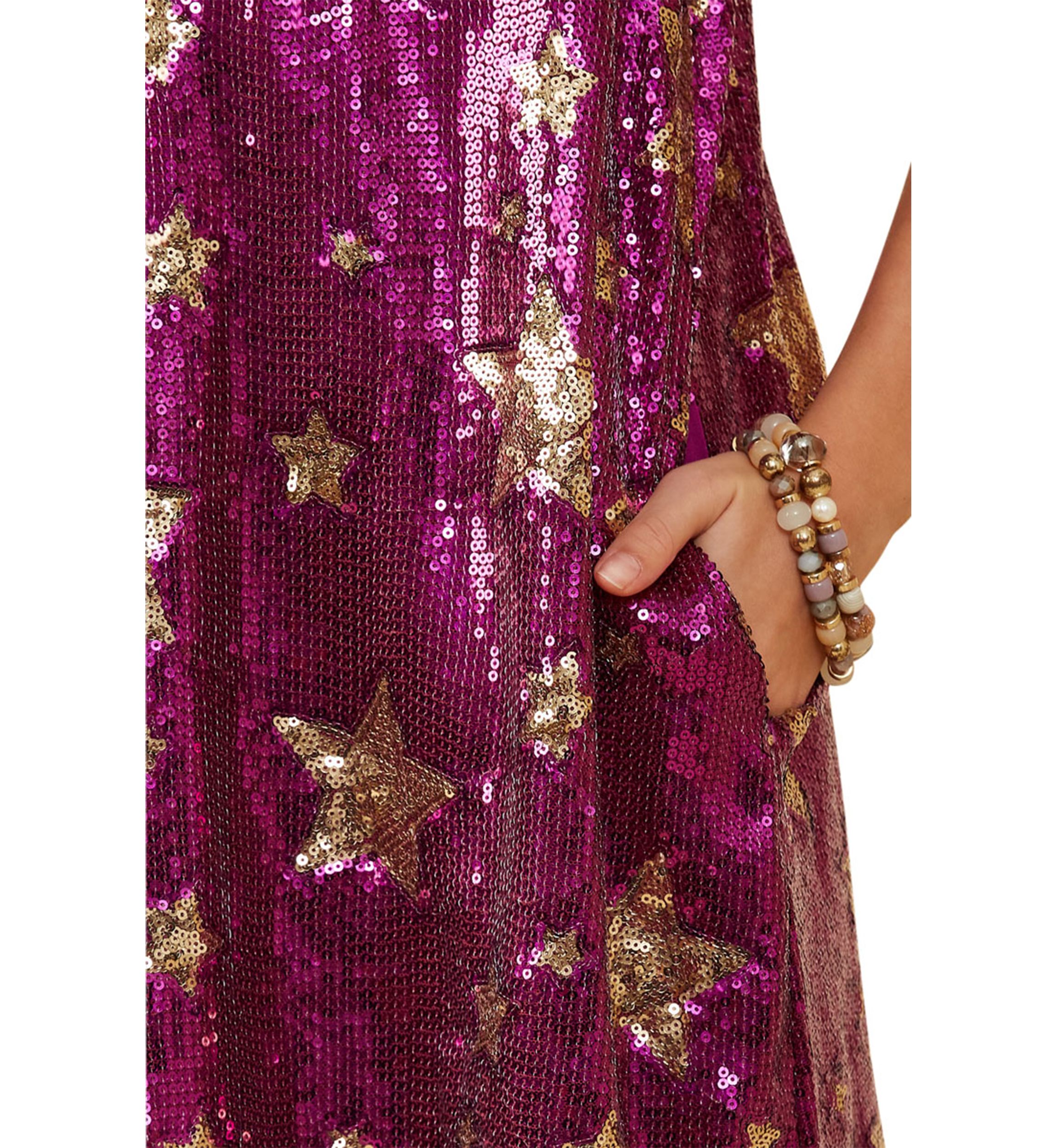 Girls 7-16 Sequin Star Printed Shift Dress