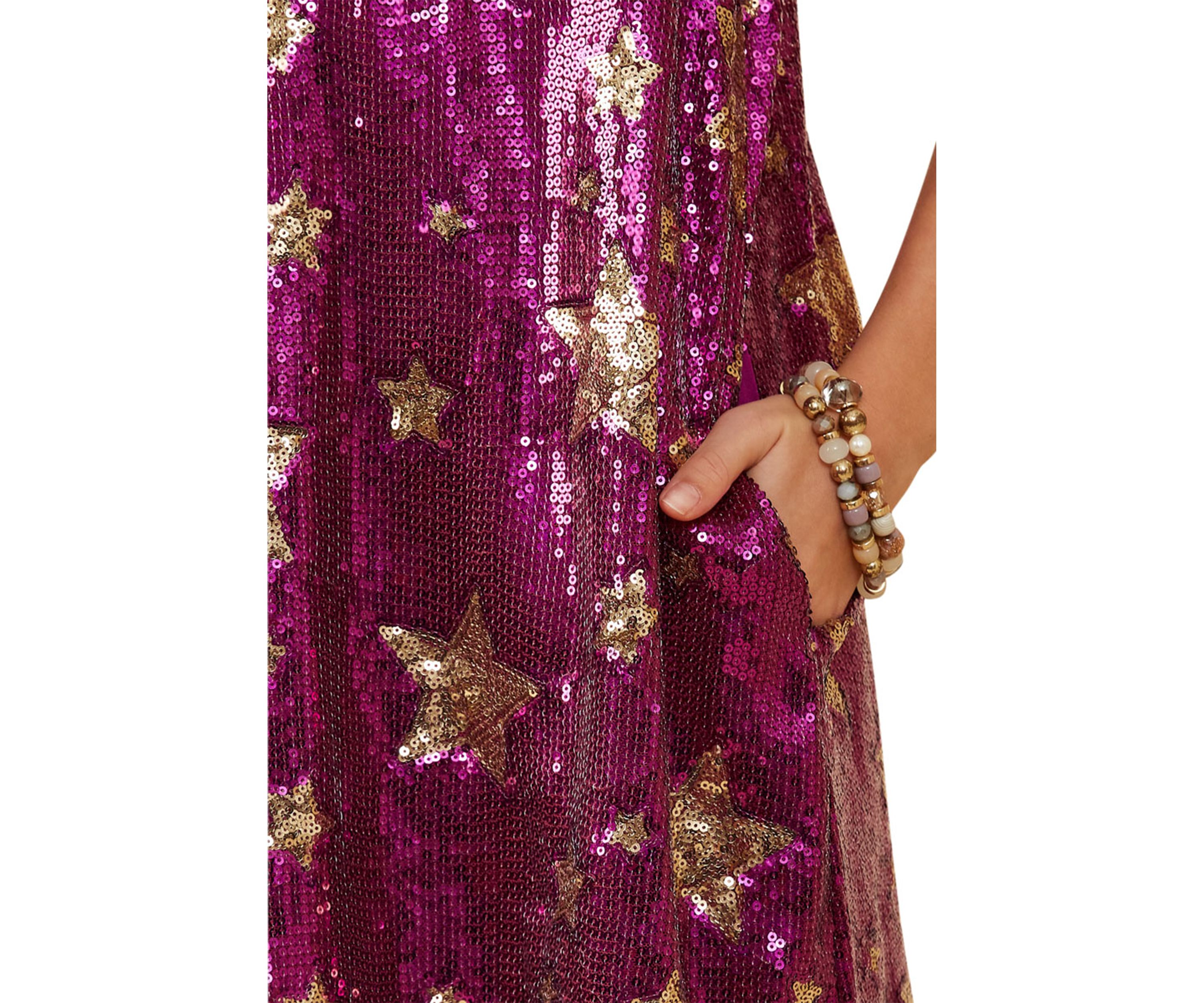 Girls 7-16 Sequin Star Printed Shift Dress
