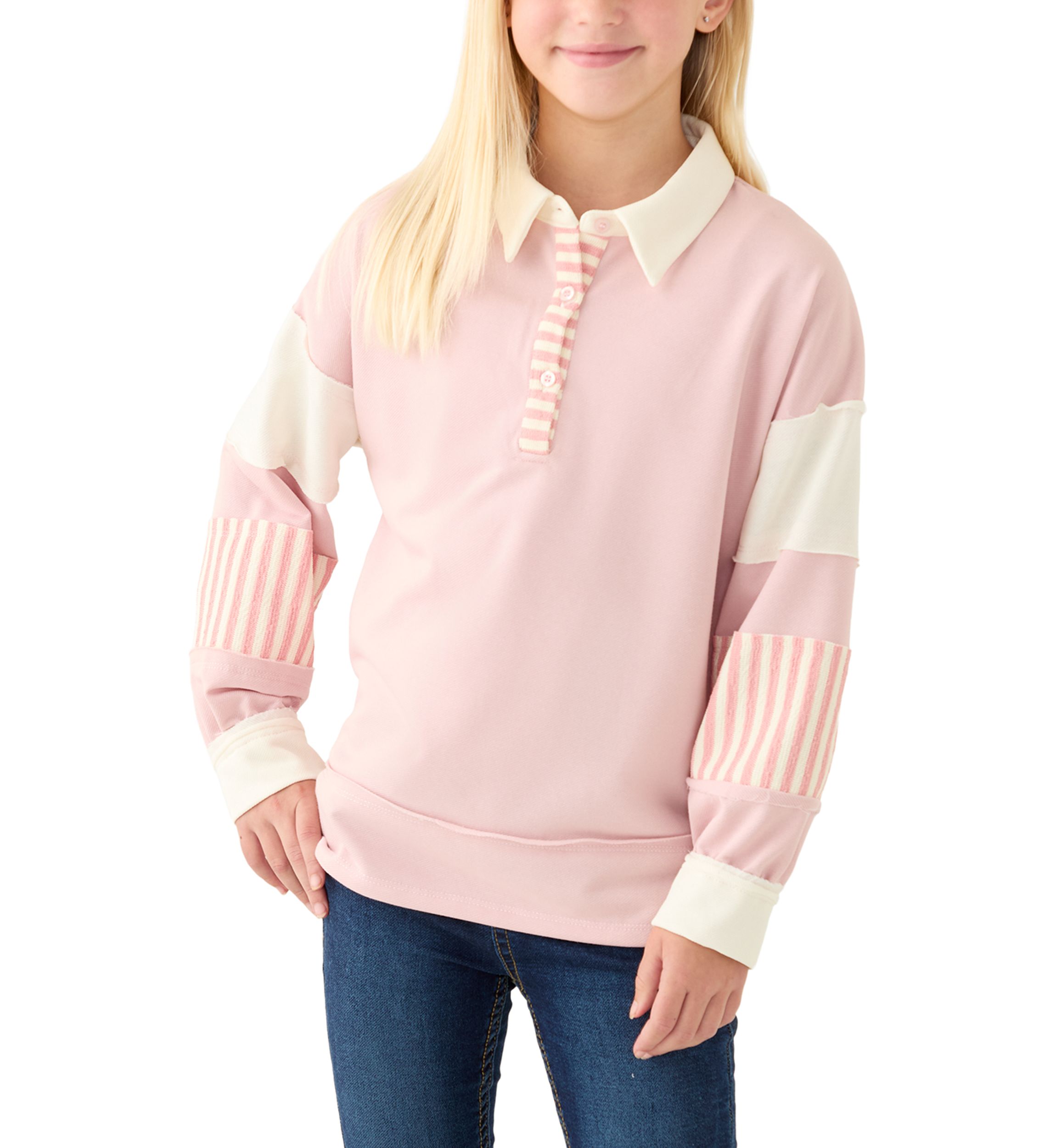 Girls 7-16 Mixed Media Pullover