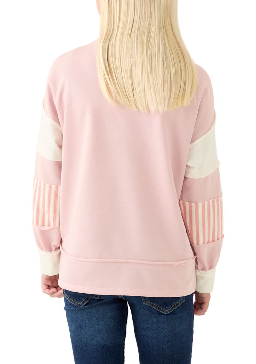 Girls 7-16 Mixed Media Pullover