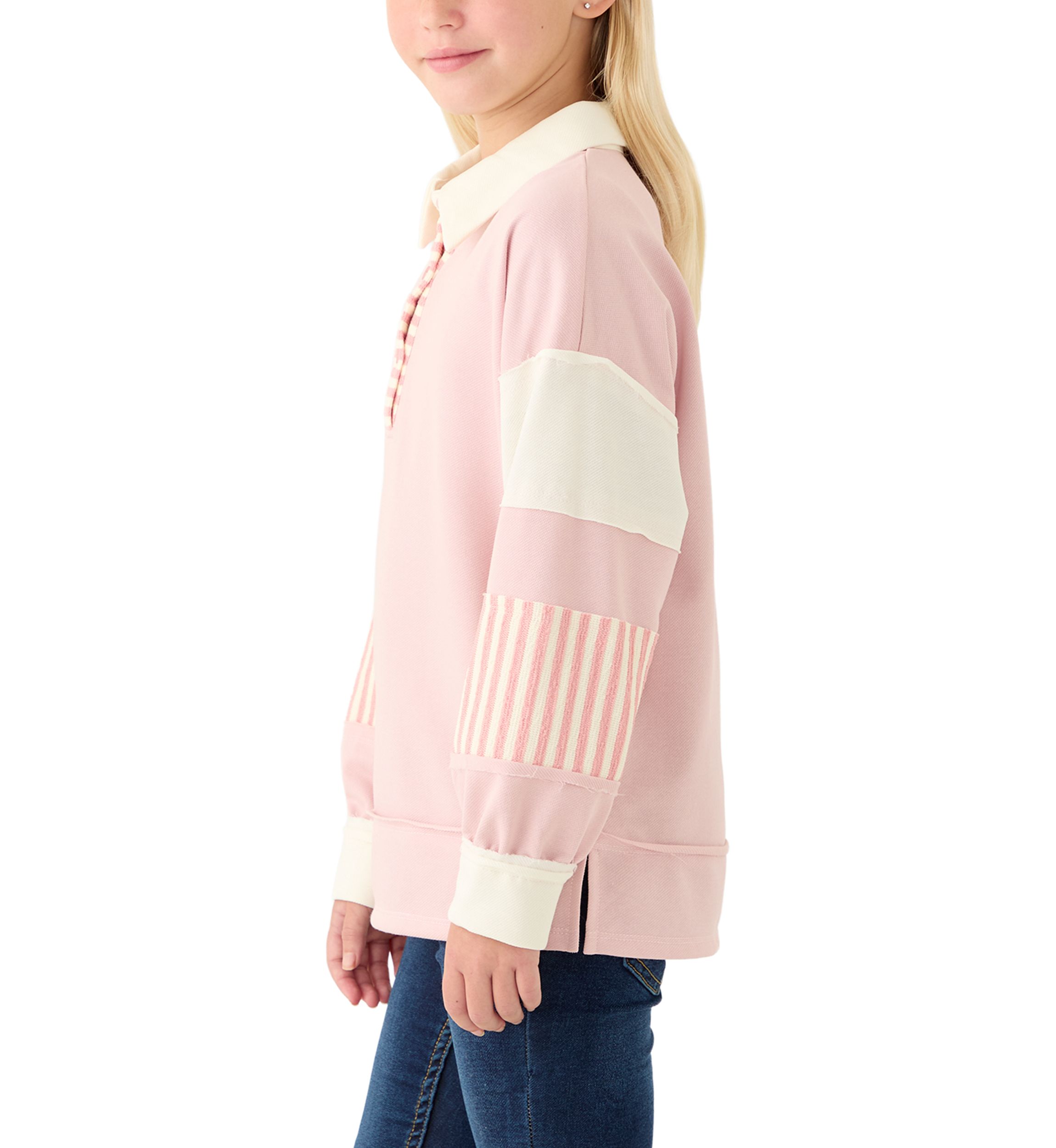 Girls 7-16 Mixed Media Pullover
