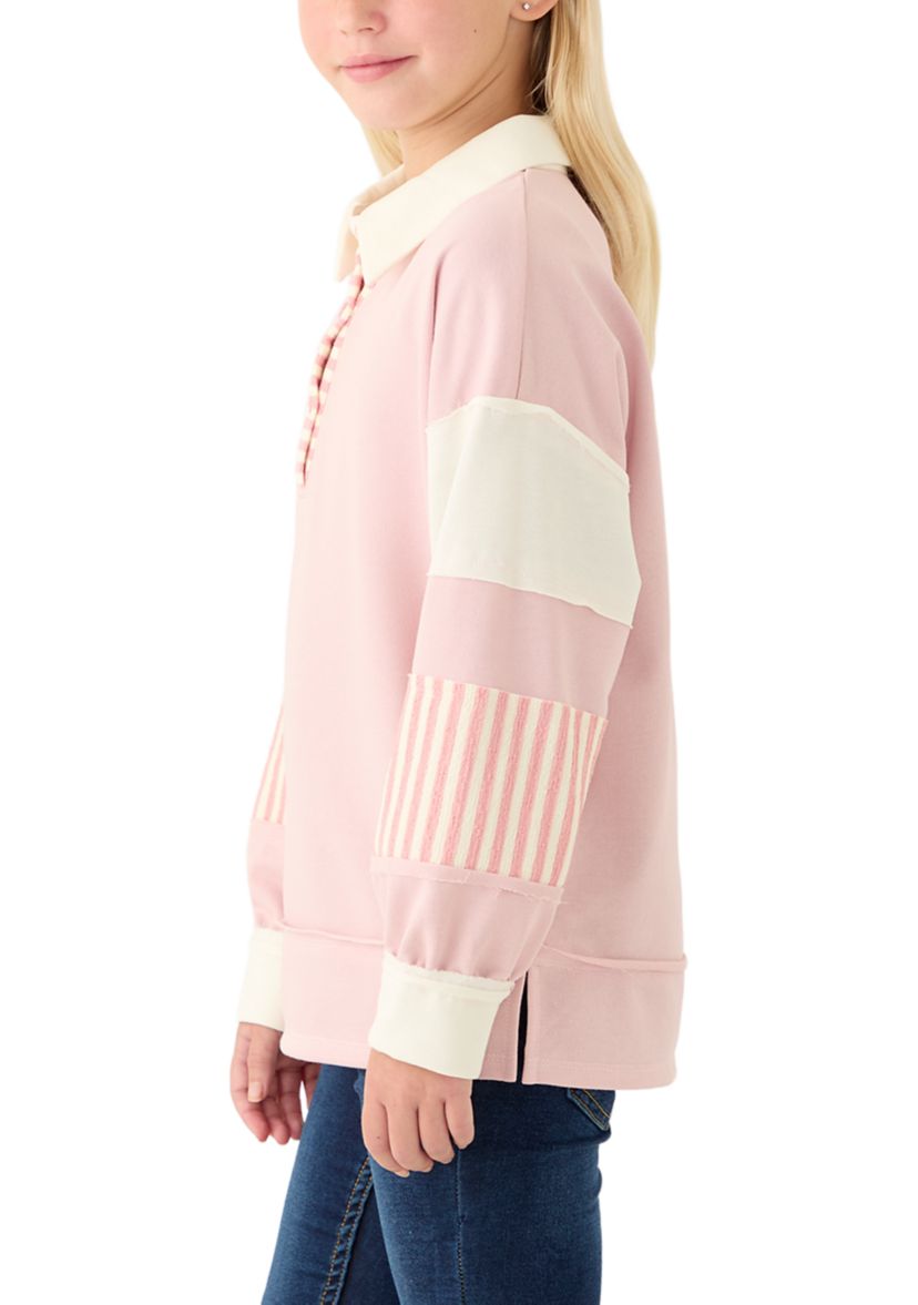 Girls 7-16 Mixed Media Pullover