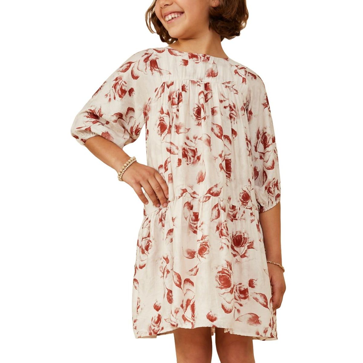 Girls 7-16 Antique Floral Print Tiered Dress