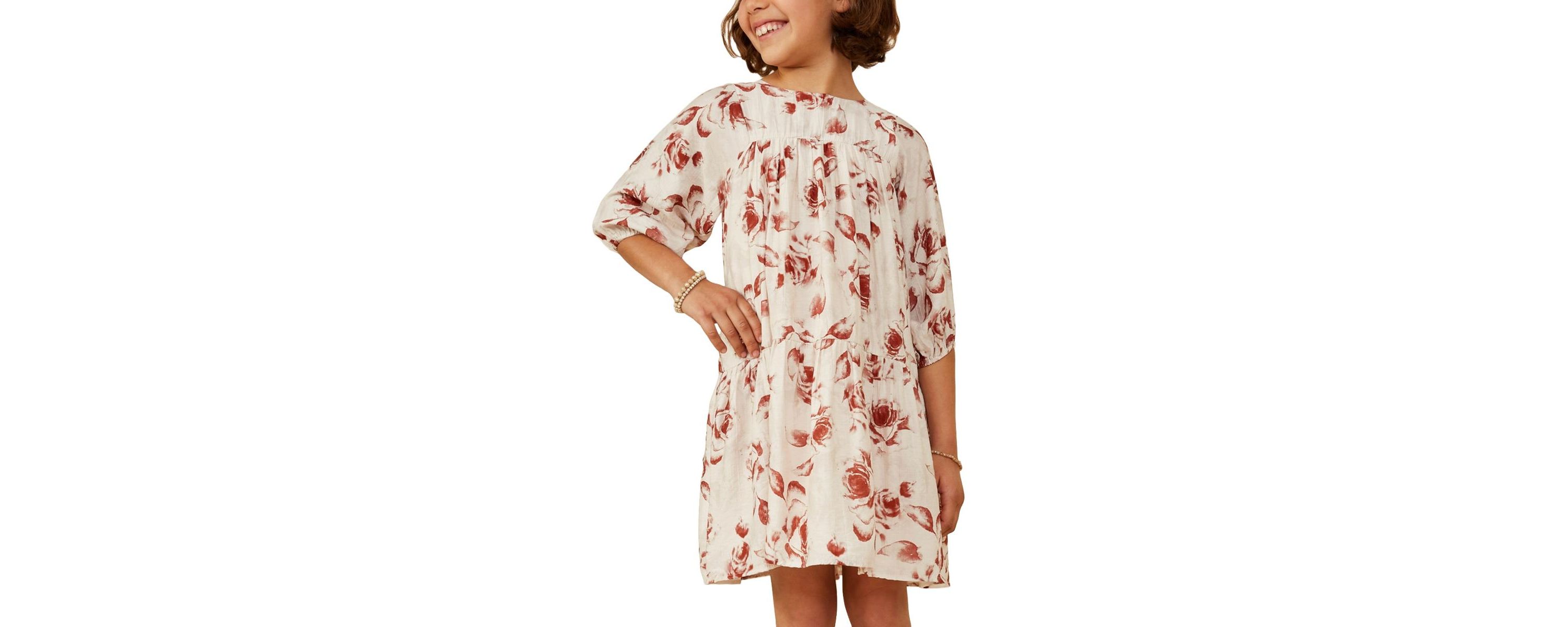Girls 7-16 Antique Floral Print Tiered Dress