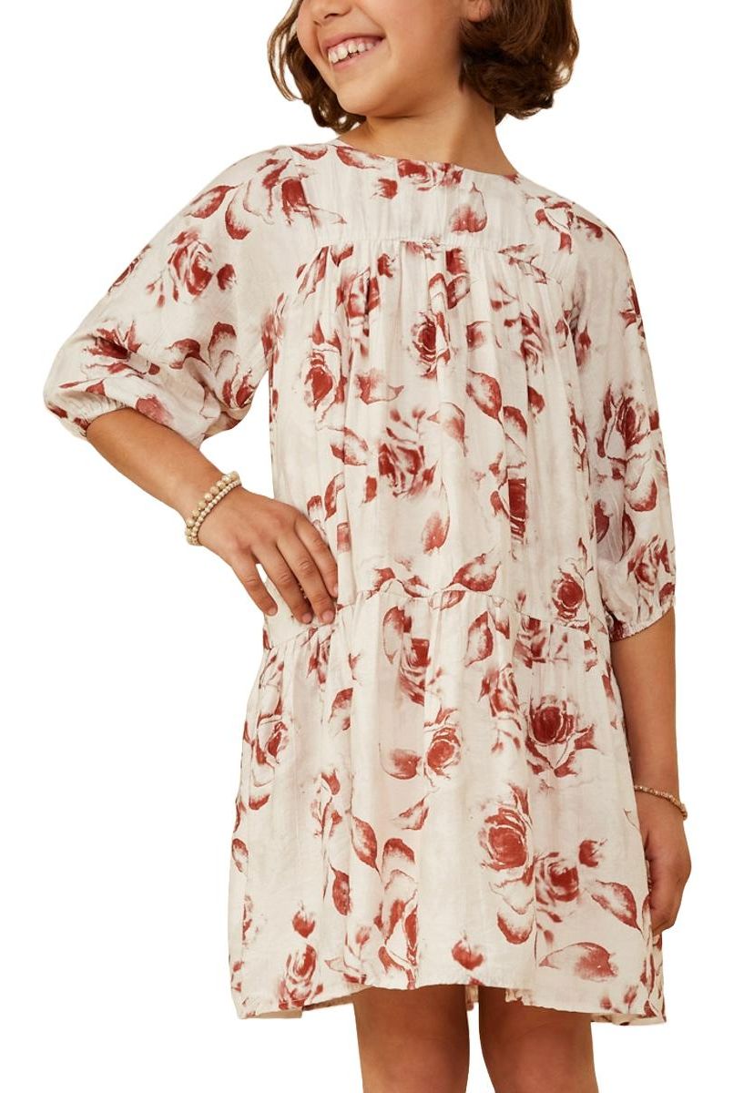 Girls 7-16 Antique Floral Print Tiered Dress