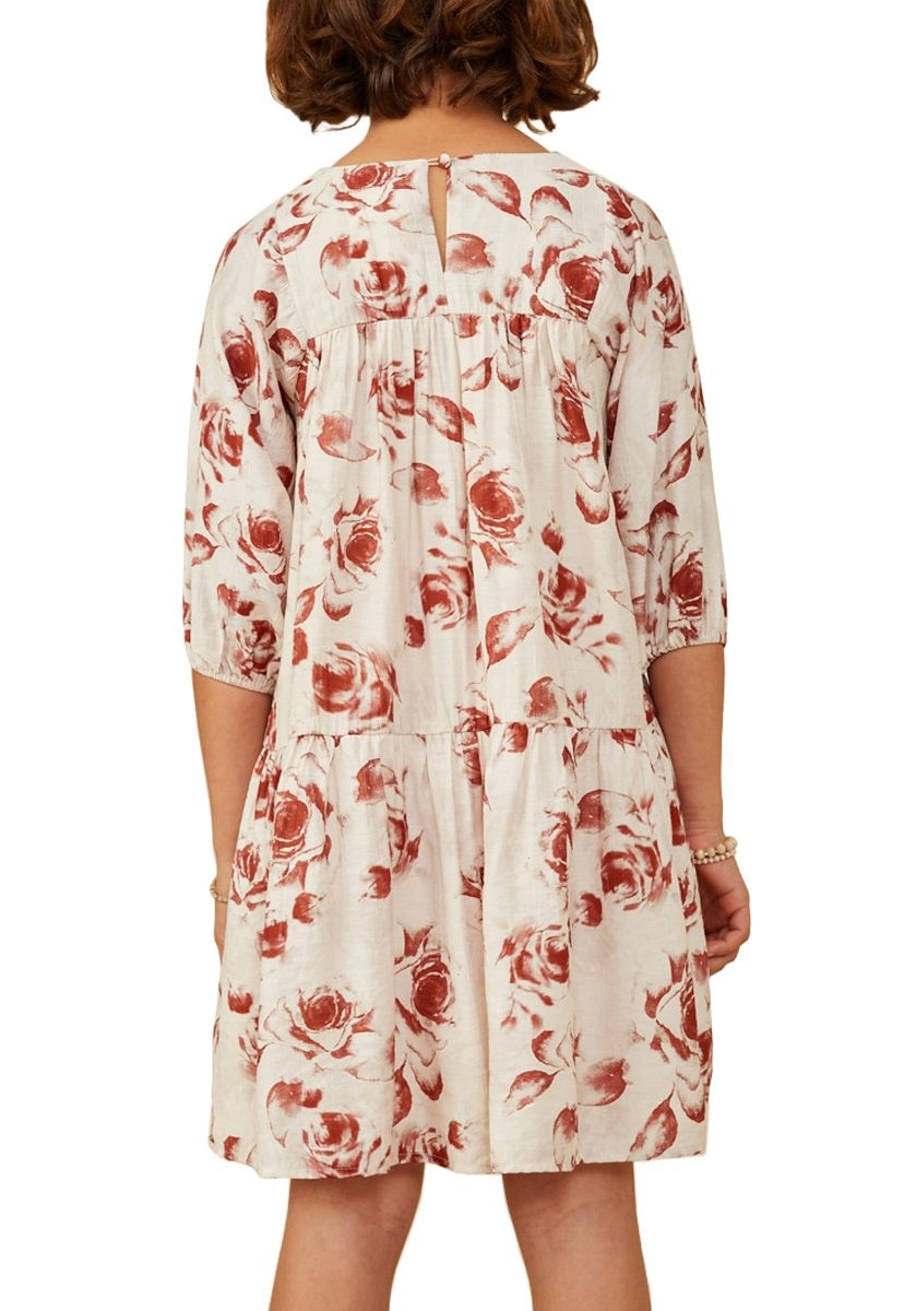 Girls 7-16 Antique Floral Print Tiered Dress