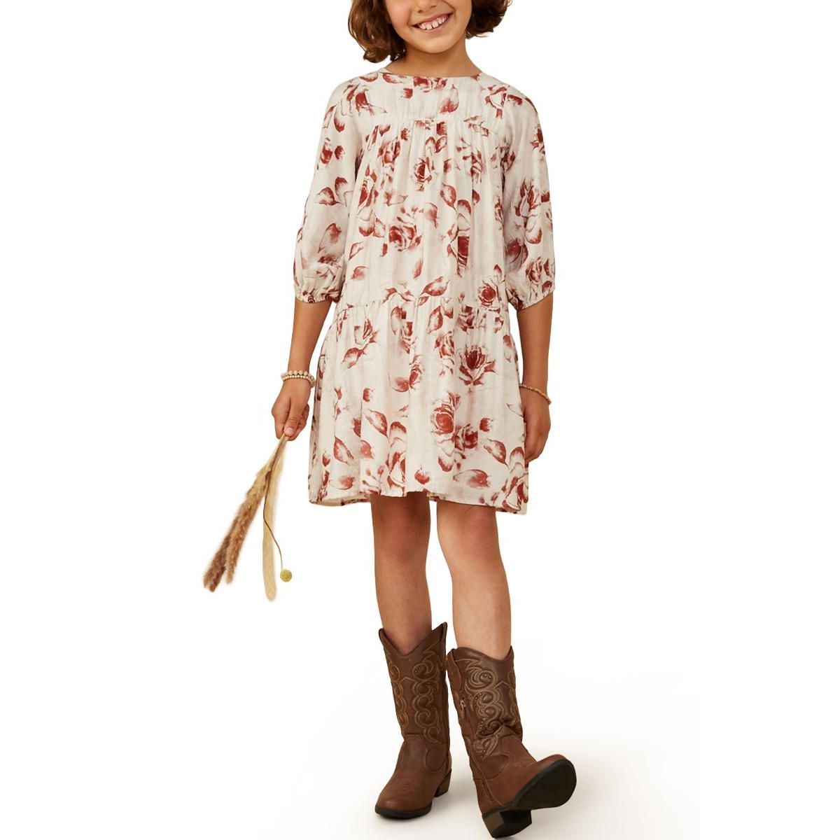 Girls 7-16 Antique Floral Print Tiered Dress