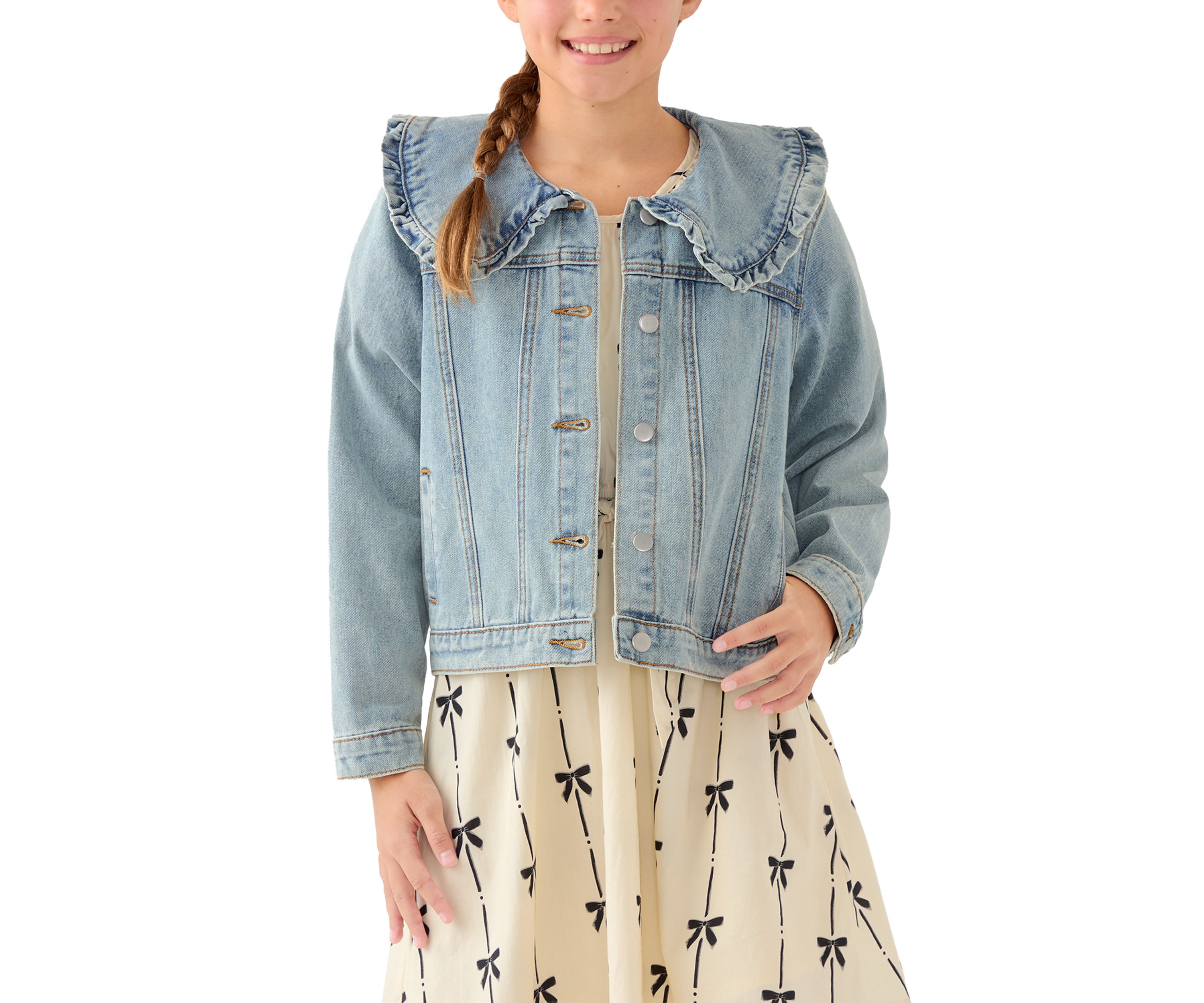 Girls 7-16 Exaggerated Ruffle Collar Jacket