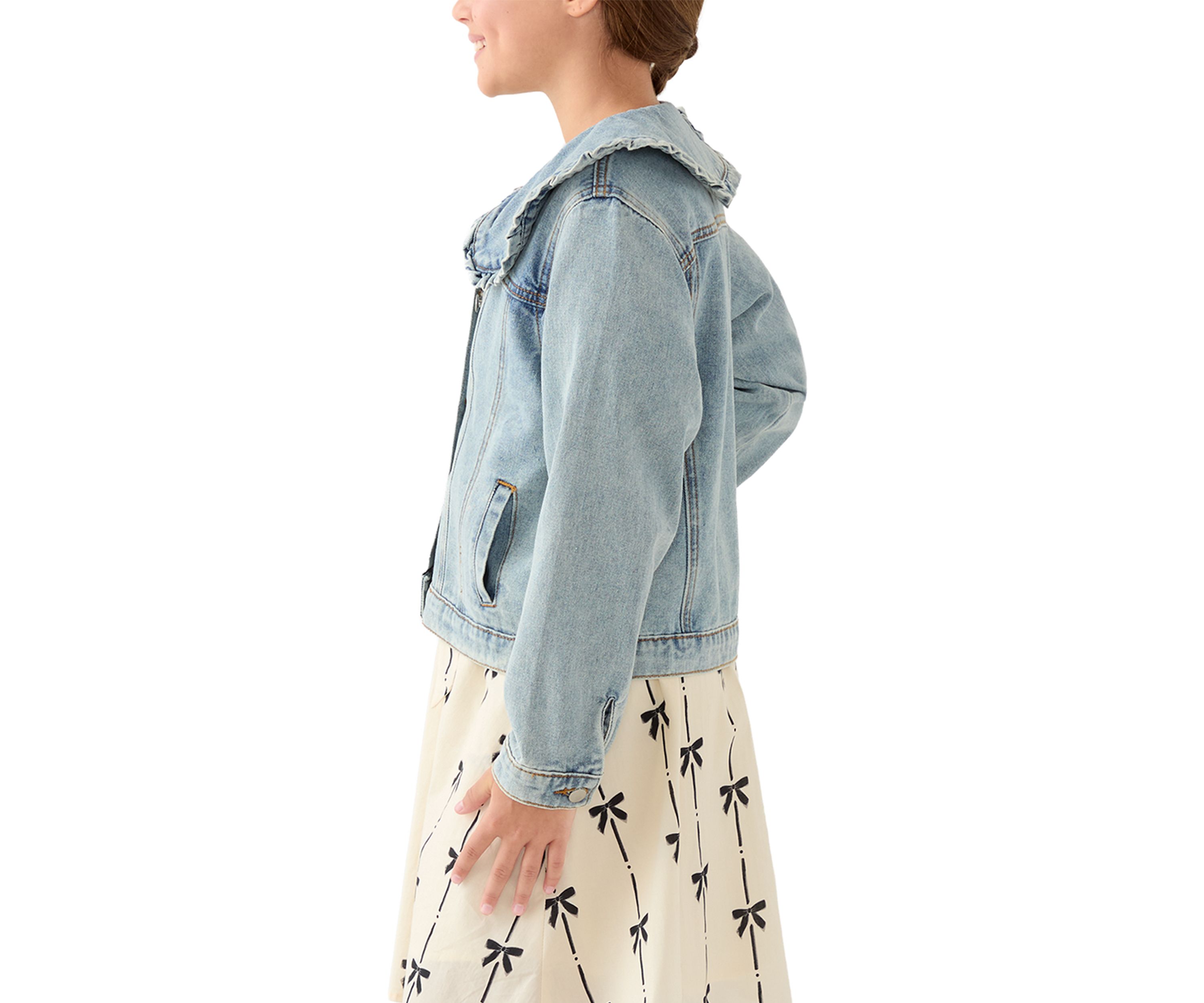 Girls 7-16 Exaggerated Ruffle Collar Jacket