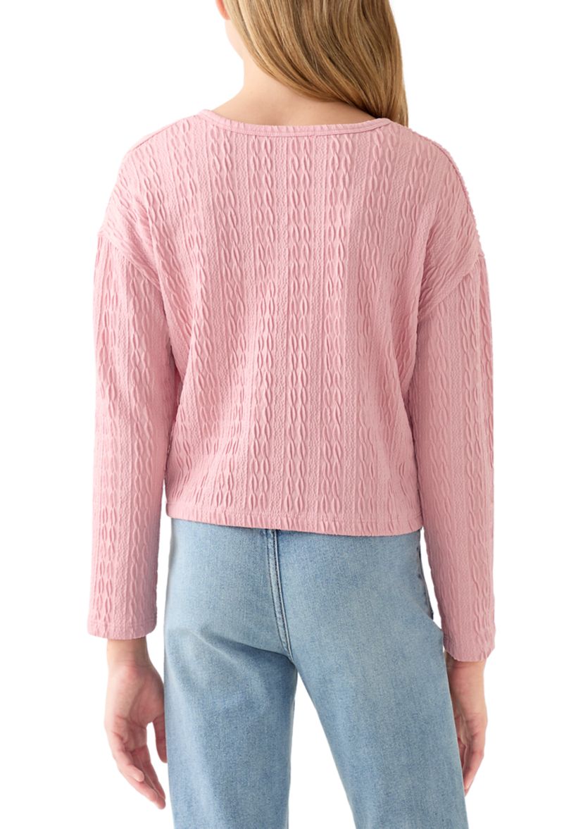 Girls 7-16 Distressed Textured Notch Tee