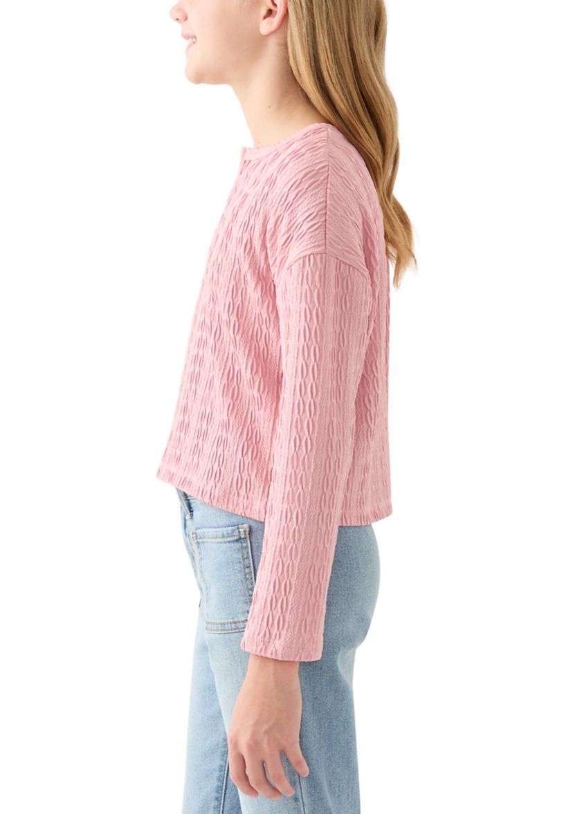 Girls 7-16 Distressed Textured Notch Tee