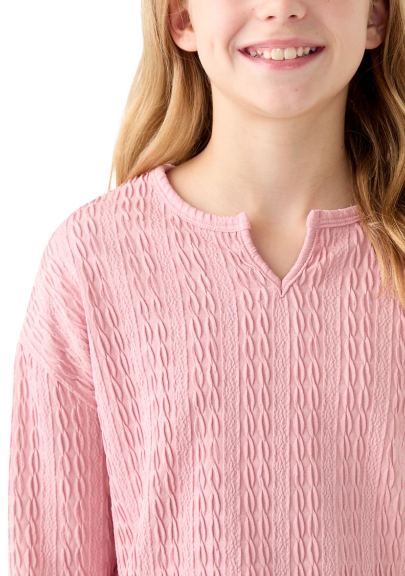 Girls 7-16 Distressed Textured Notch Tee