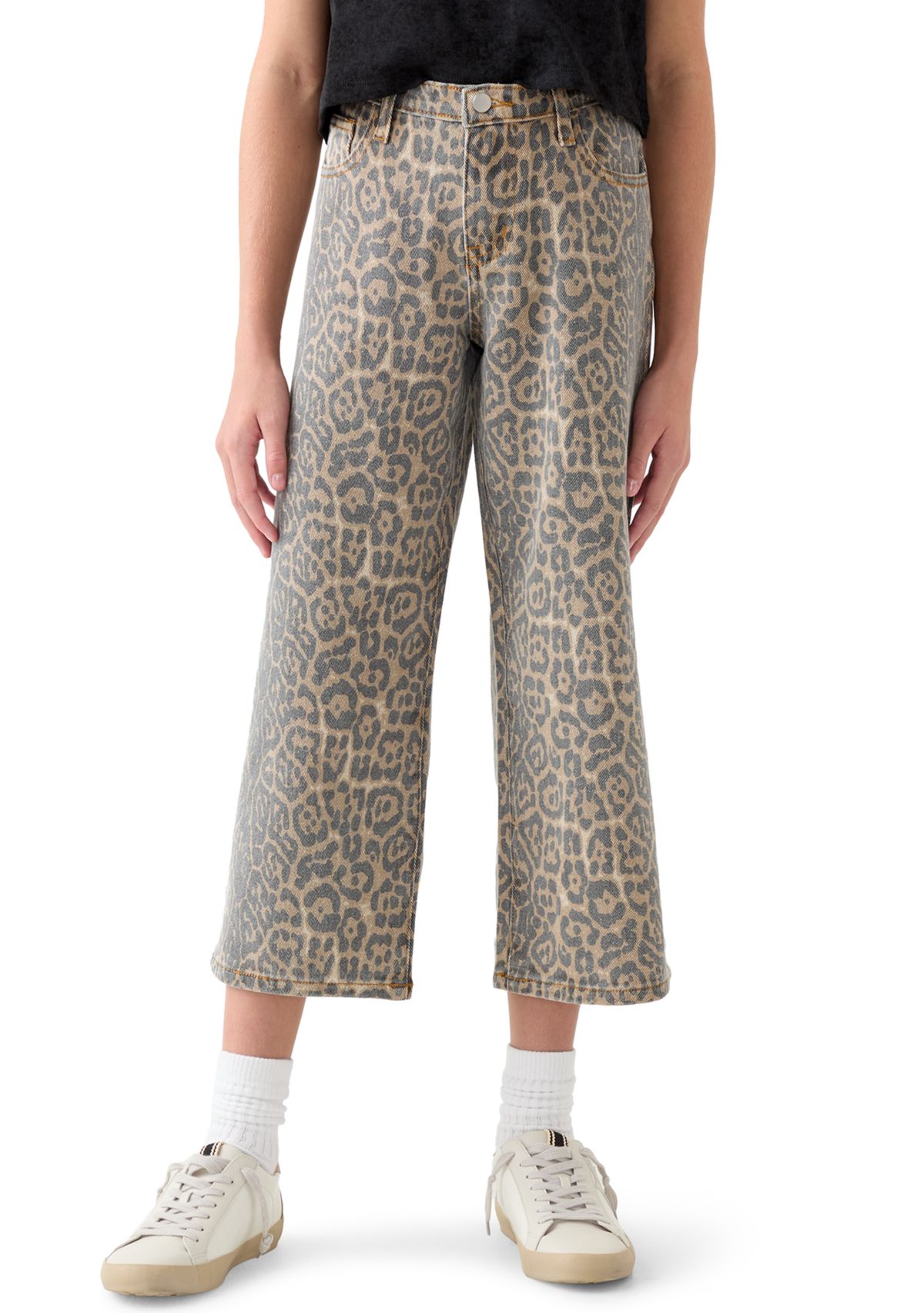 Girls 7-16 Washed Leopard Print Pants