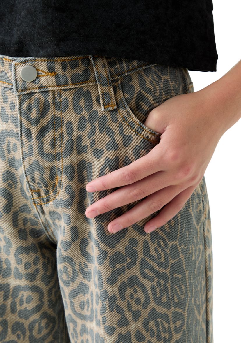 Girls 7-16 Washed Leopard Print Pants