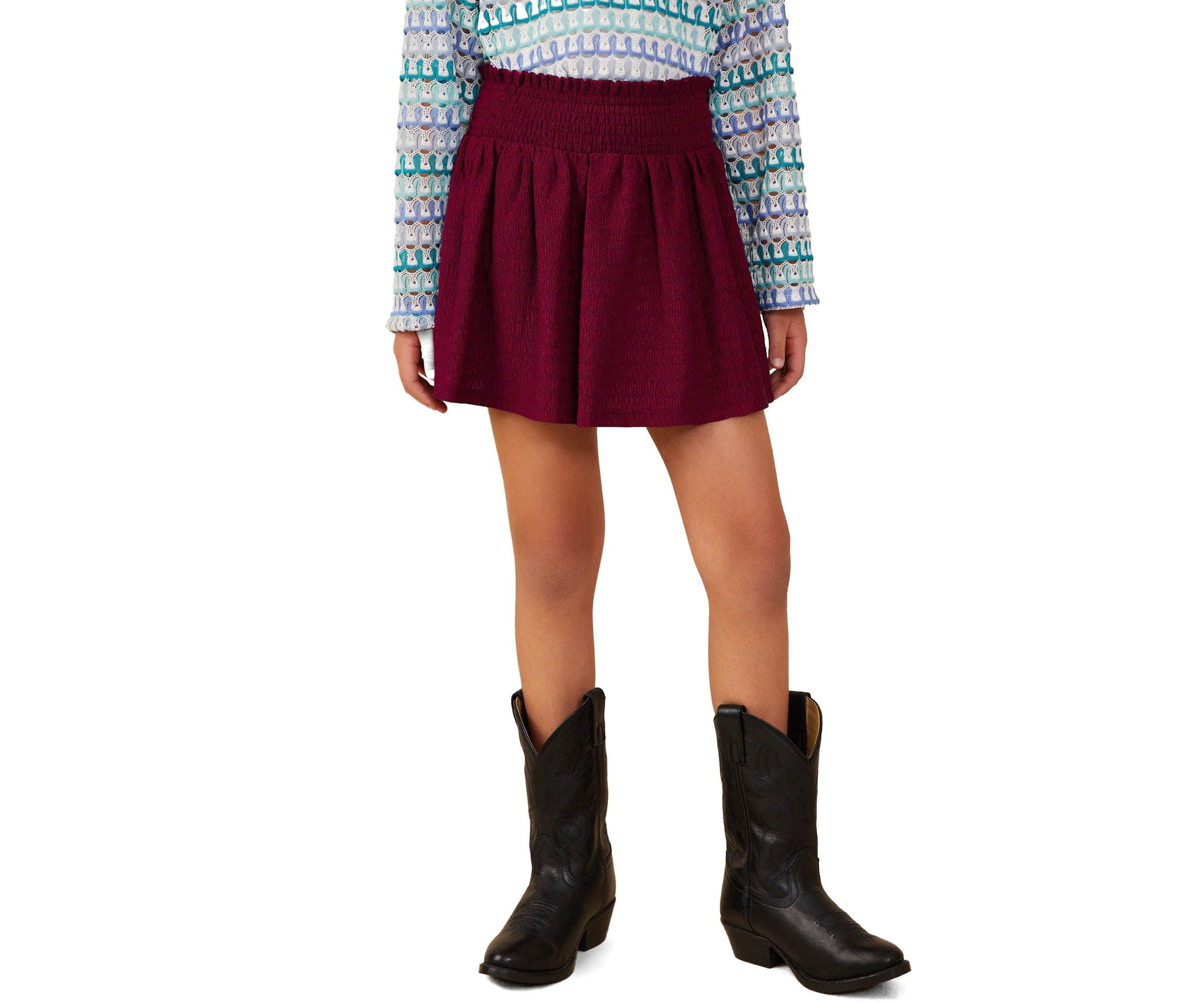 Girls 7-16 Textured Smocked Skort