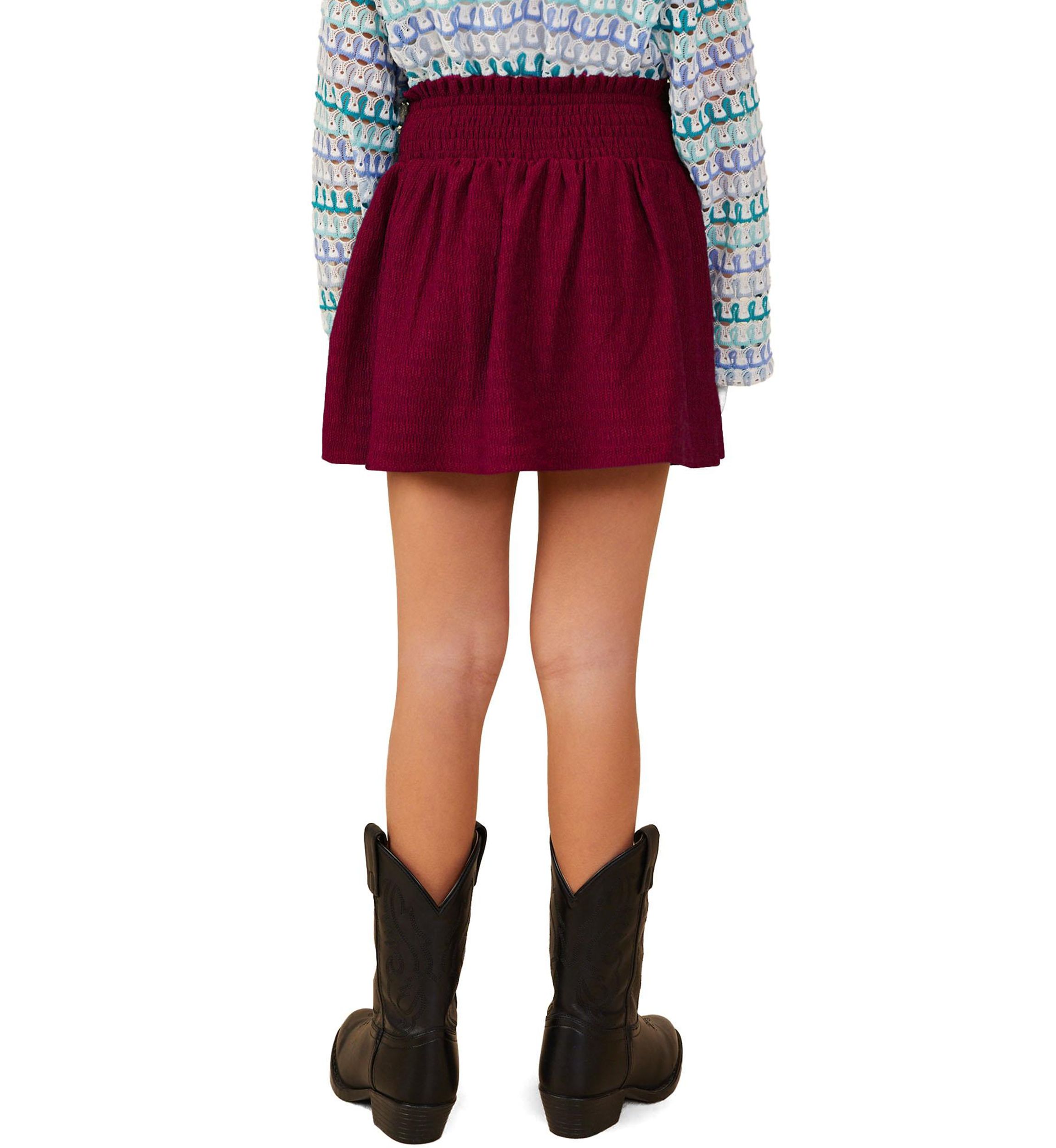 Girls 7-16 Textured Smocked Skort
