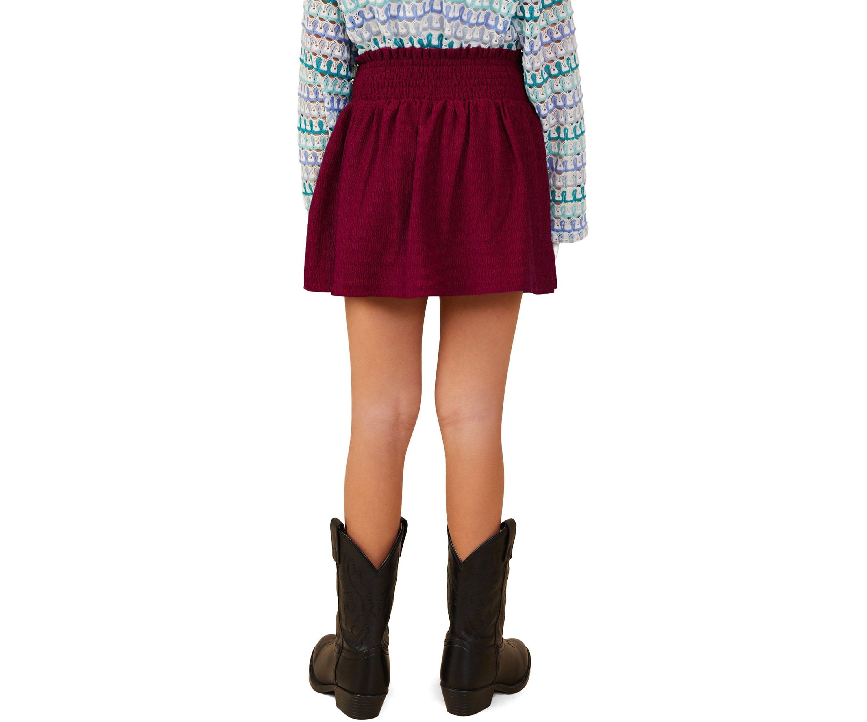 Girls 7-16 Textured Smocked Skort