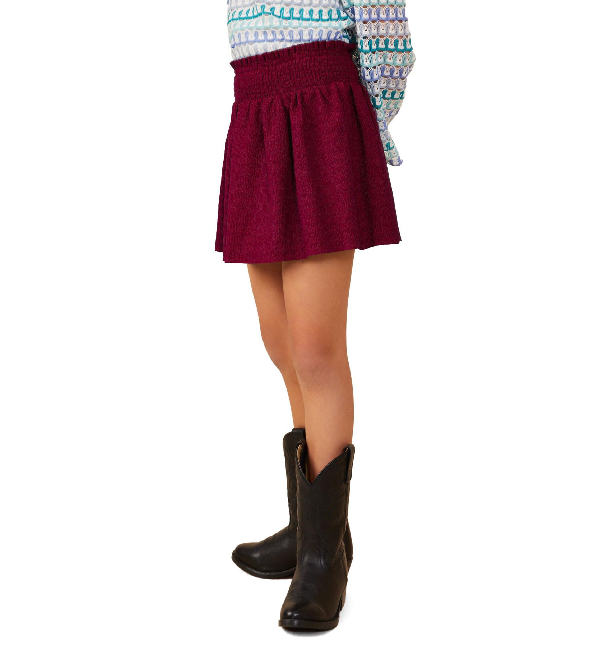 Girls 7-16 Textured Smocked Skort