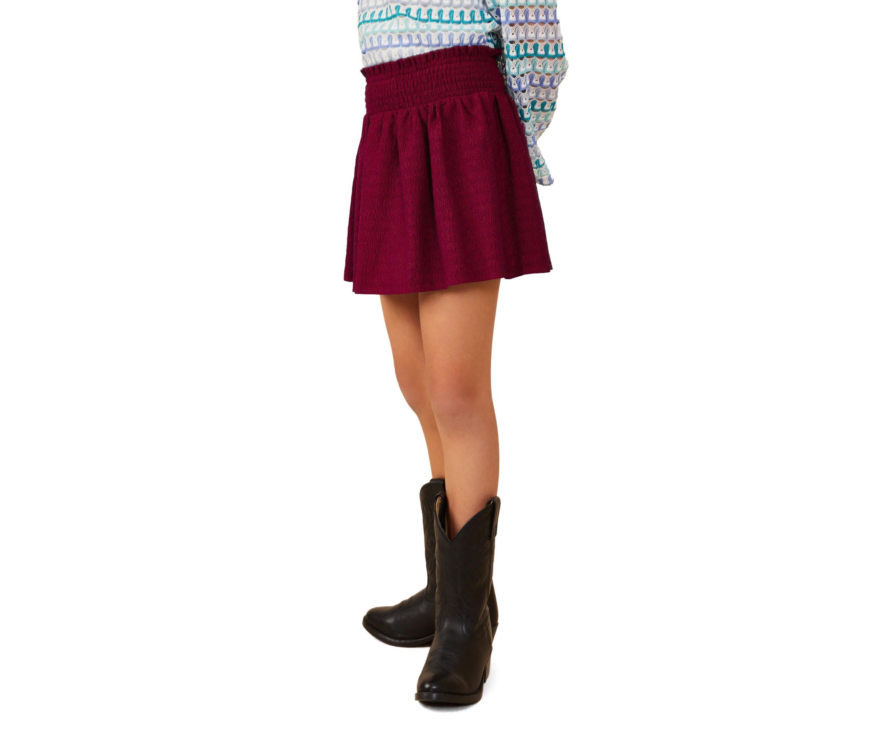 Girls 7-16 Textured Smocked Skort