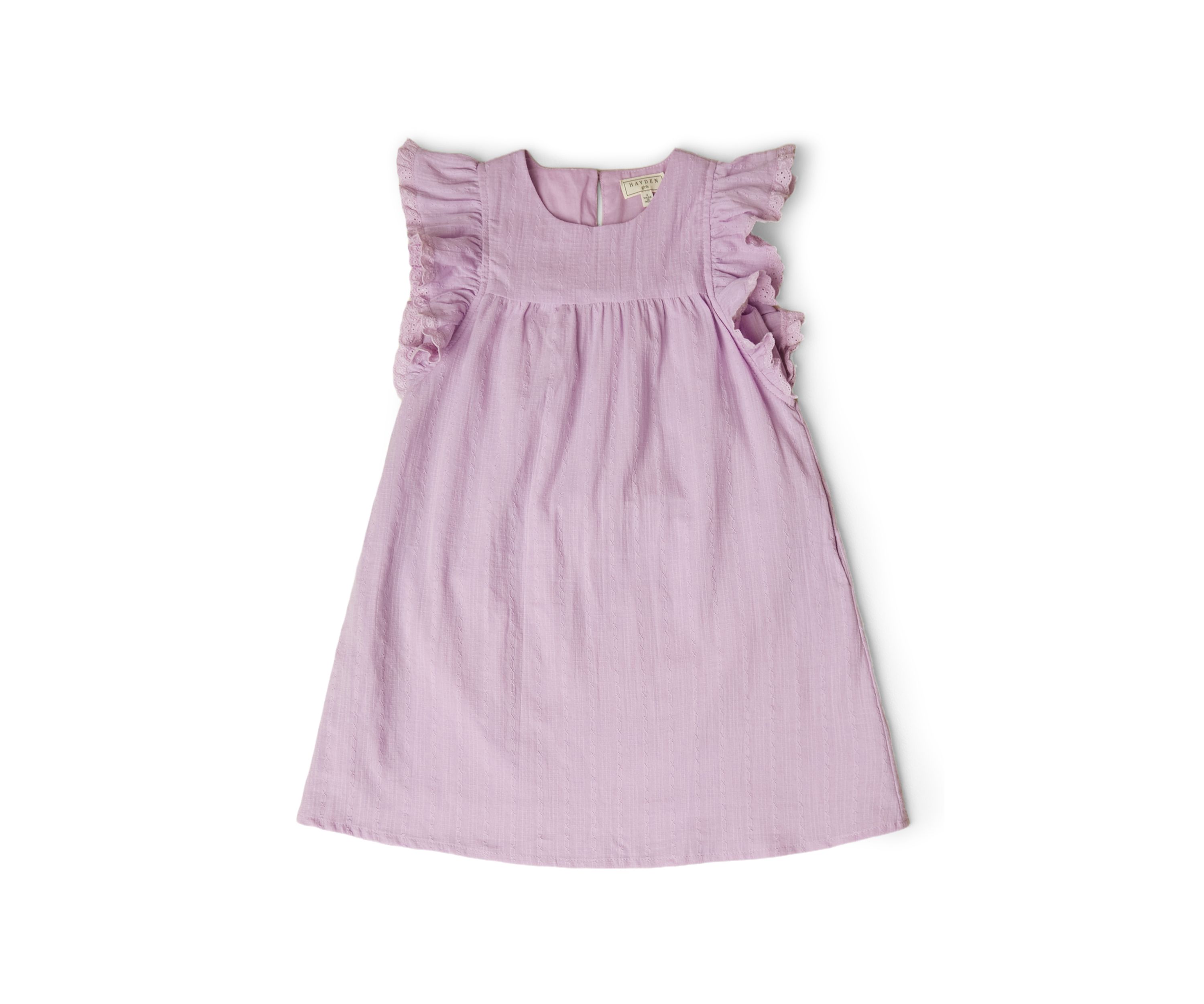 Girls 4-6x Textured Lace Trim Ruffle Dress