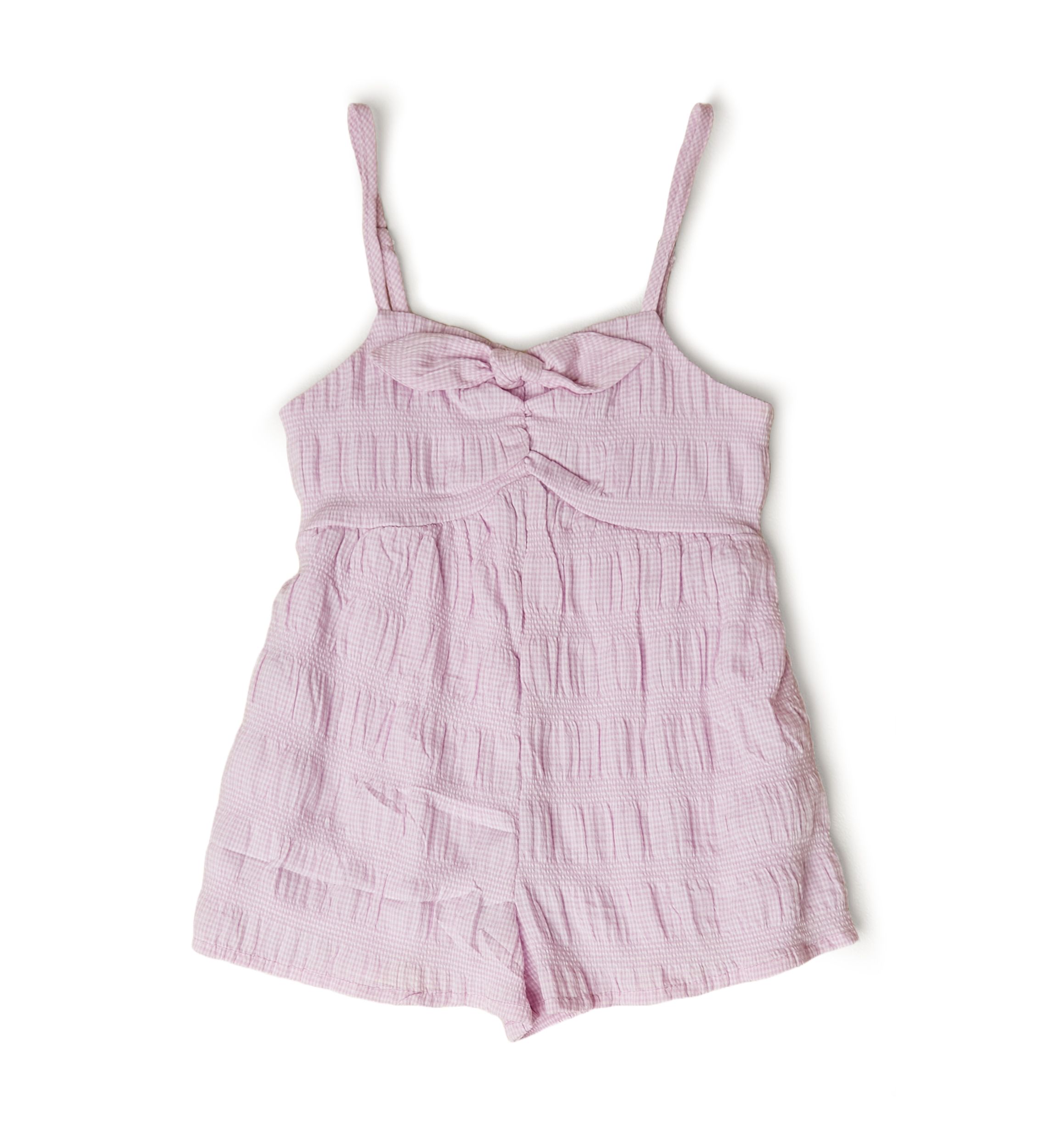 Girls 4-6x Textured Bow Front Romper