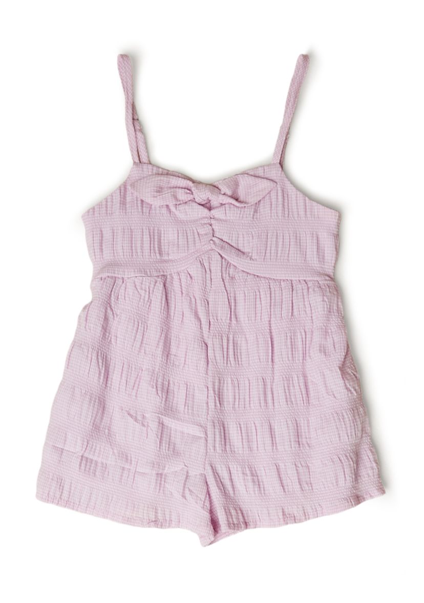 Girls 4-6x Textured Bow Front Romper