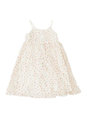 Hayden Girls 4-6x Flocked Heart Printed Ruffle Dress, White
