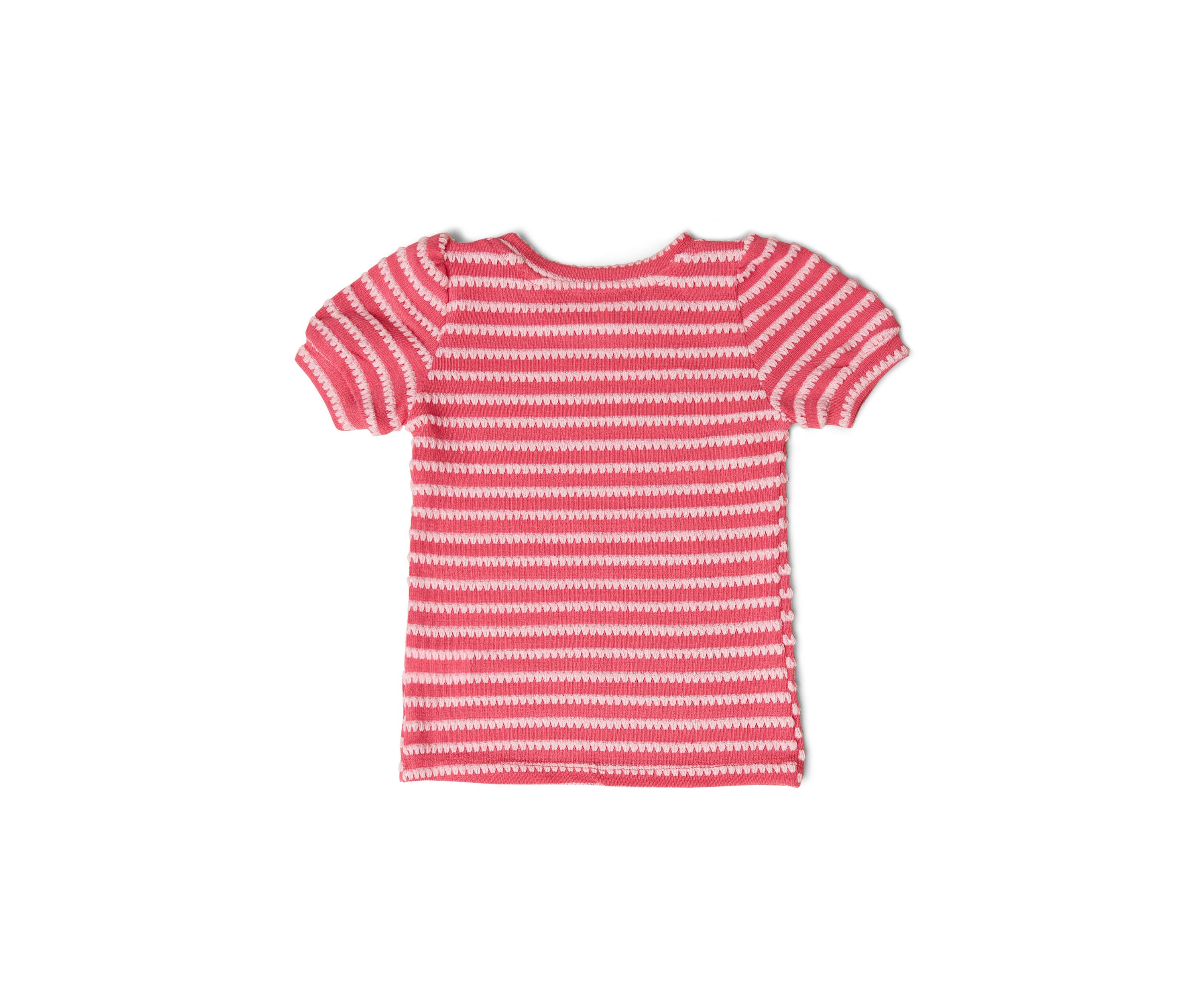 Girls 4-6x Textured Stripe Puff Sleeve Top