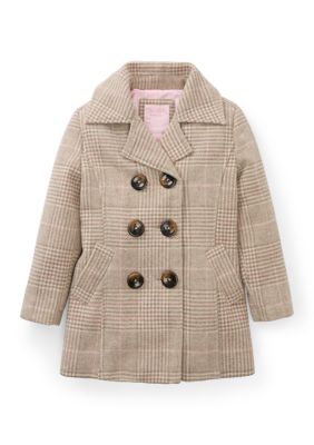 Vine & Valley Girls 4-6x Plaid Wool Coat, Grey