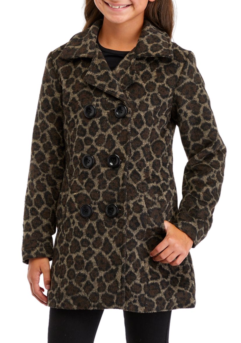 Girls 7-16 Printed Peacoat