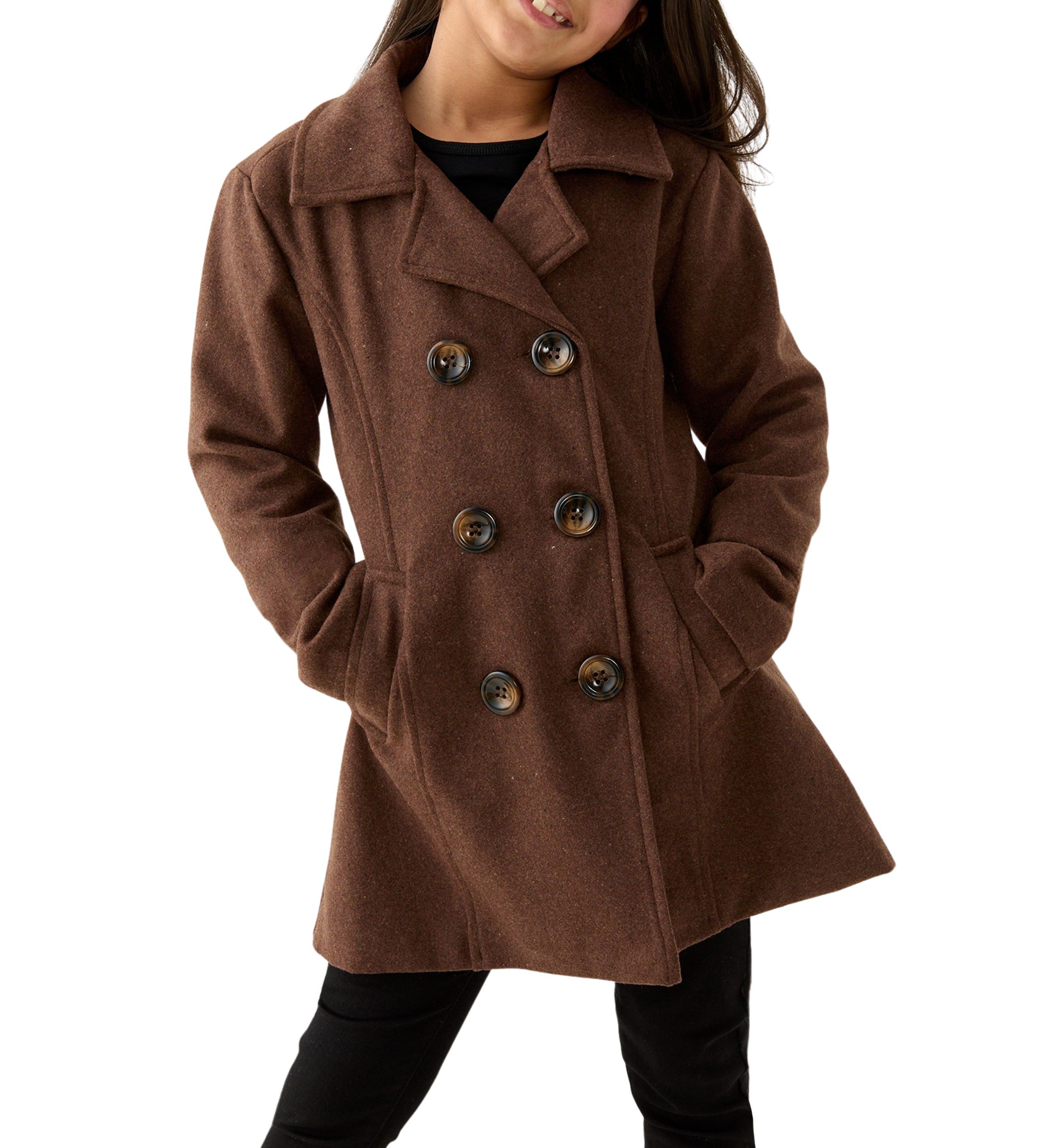Girls 7-16 Faux Wool Peacoat