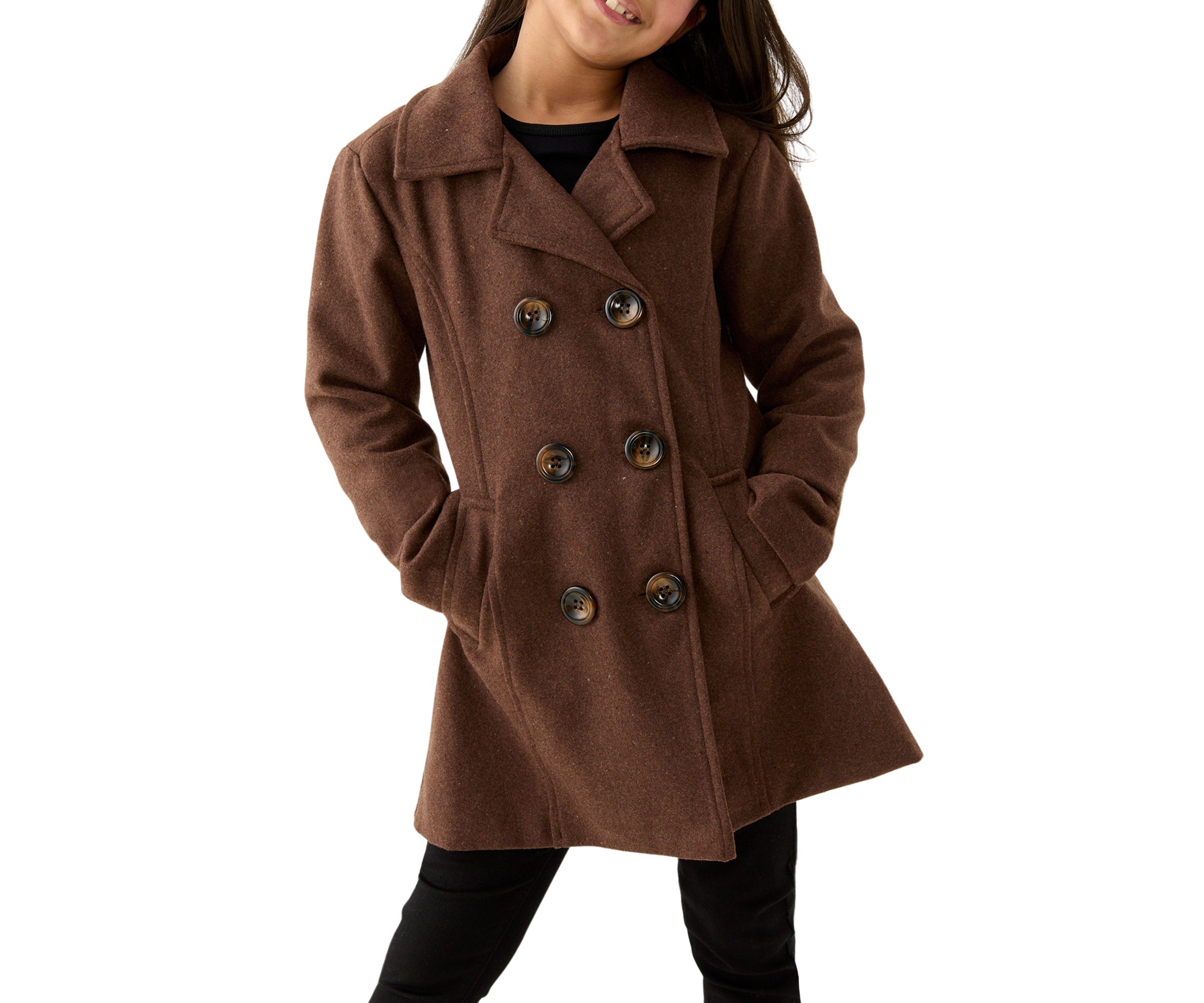 Girls 7-16 Faux Wool Peacoat