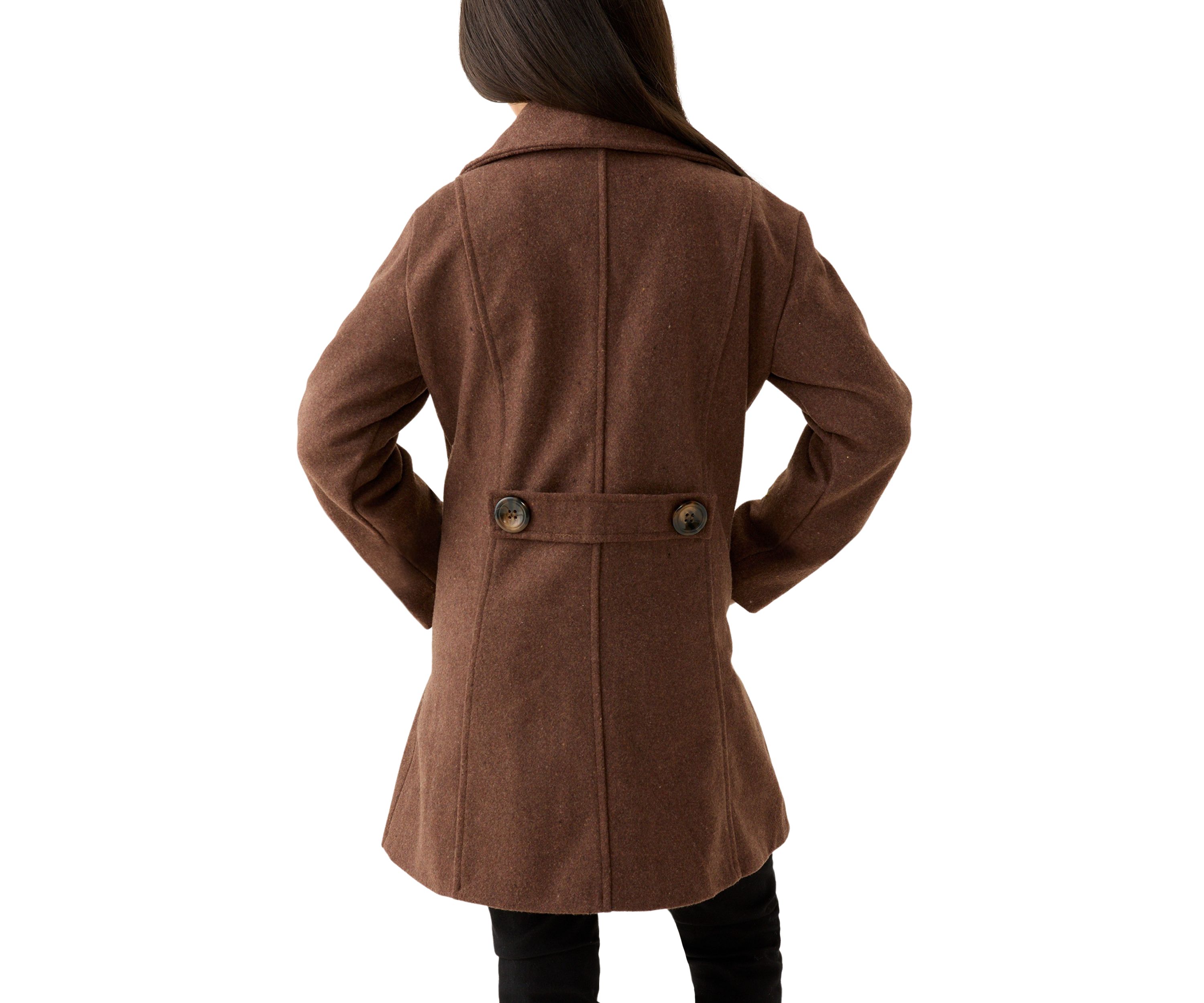 Girls 7-16 Faux Wool Peacoat