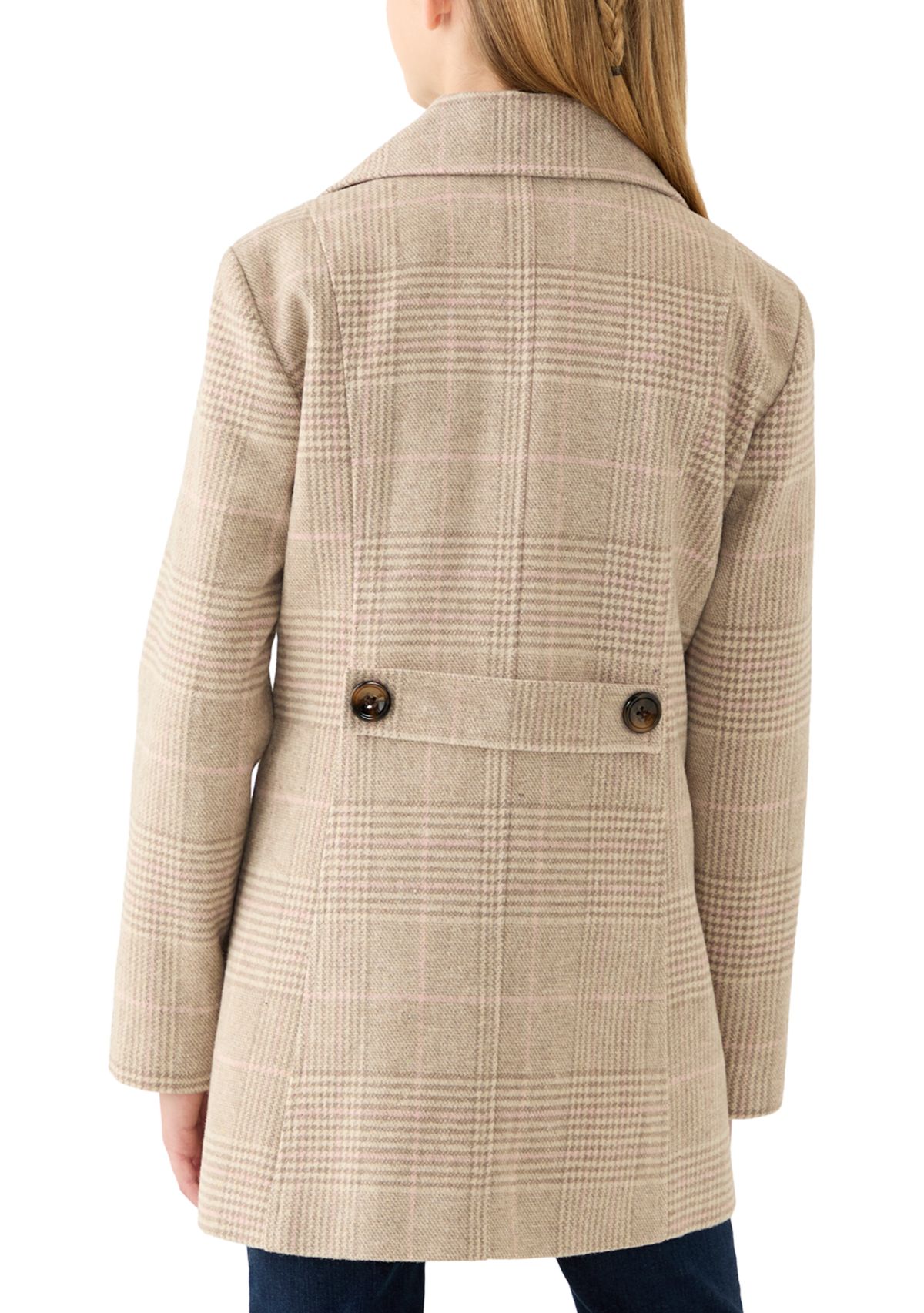 Girls 4-6x Plaid Faux Wool Double Breasted Jacket