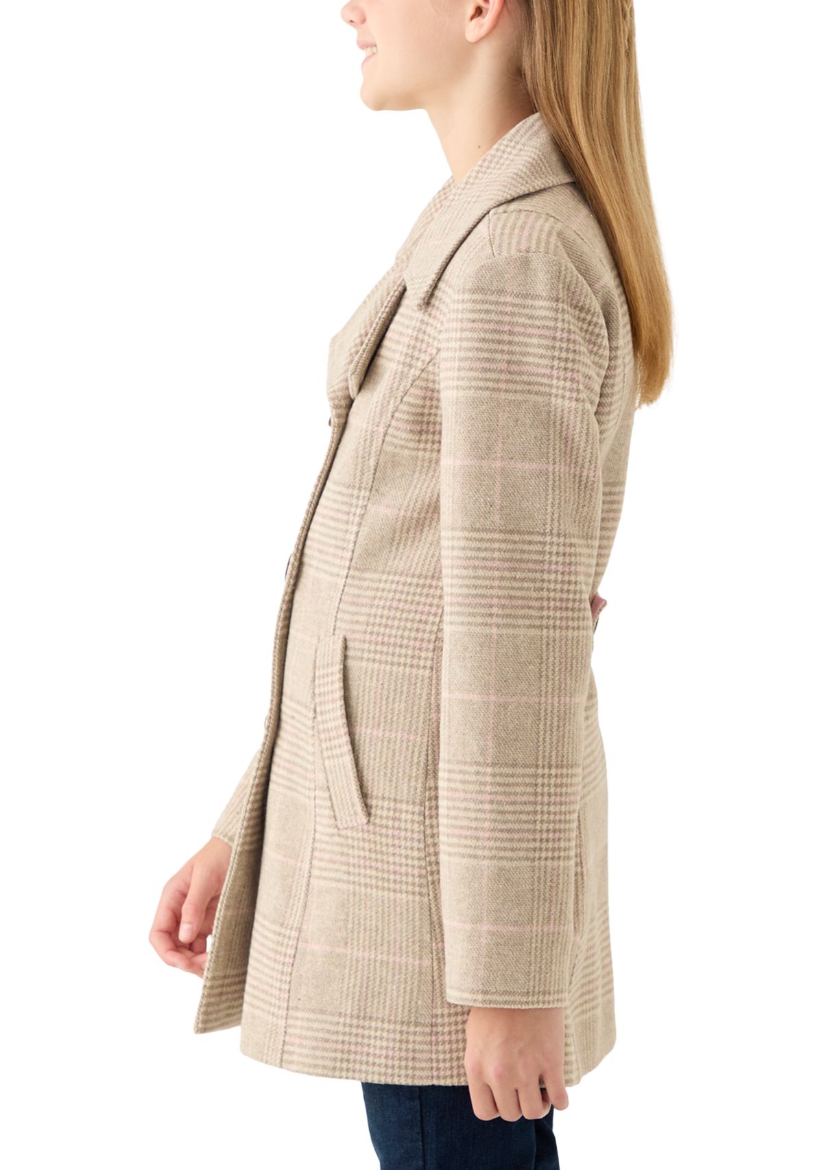 Girls 4-6x Plaid Faux Wool Double Breasted Jacket