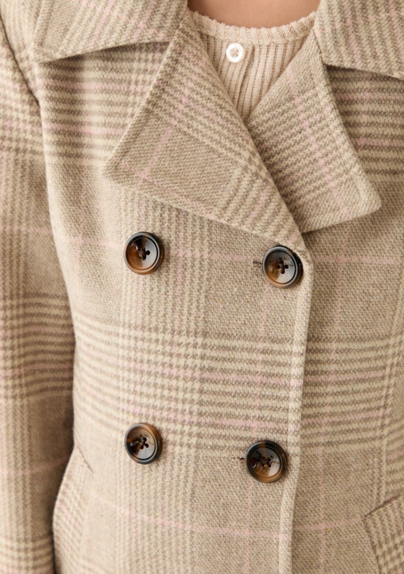 Girls 4-6x Plaid Faux Wool Double Breasted Jacket