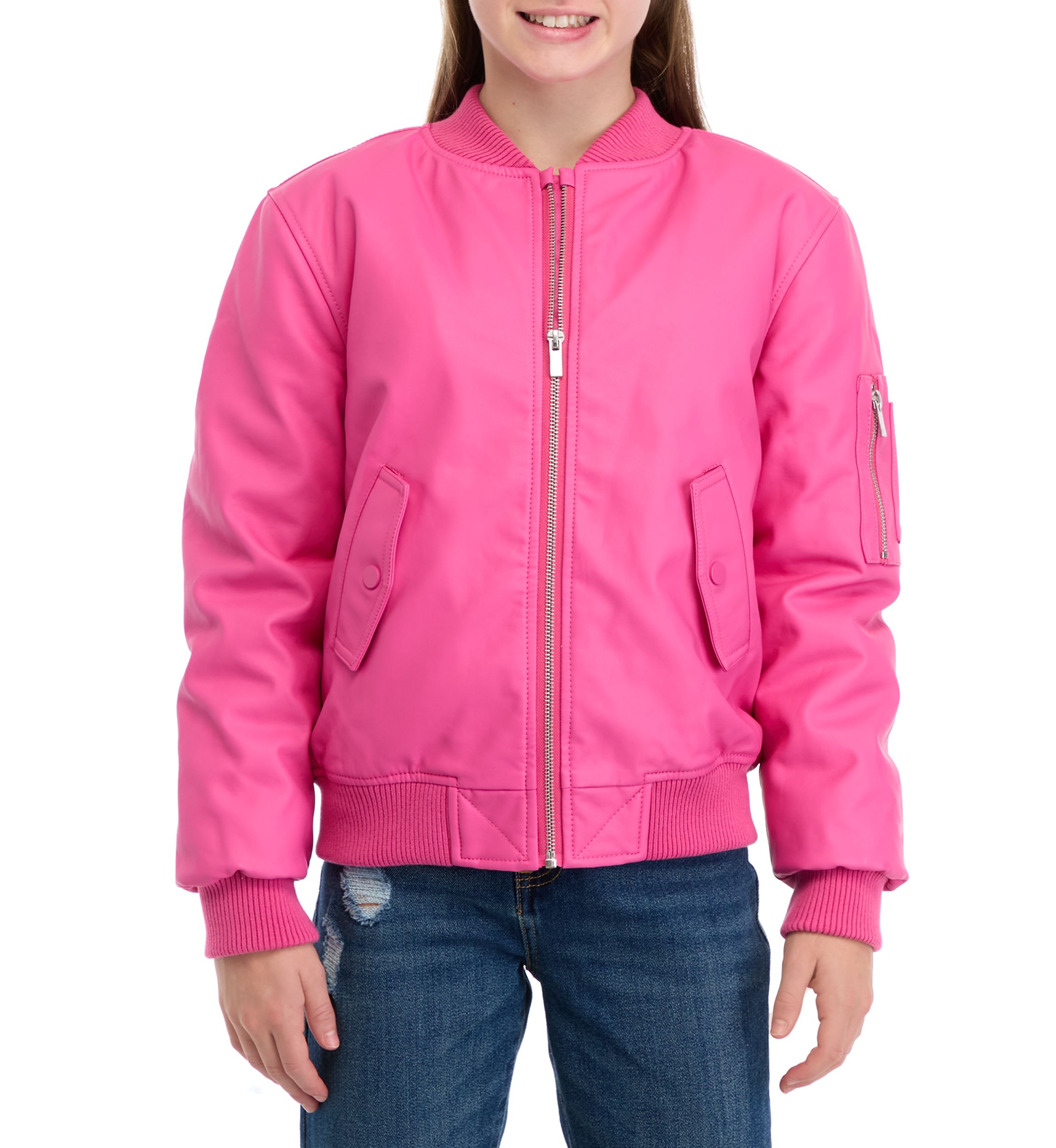 Girls 7-16 Pleather Bomber Jacket