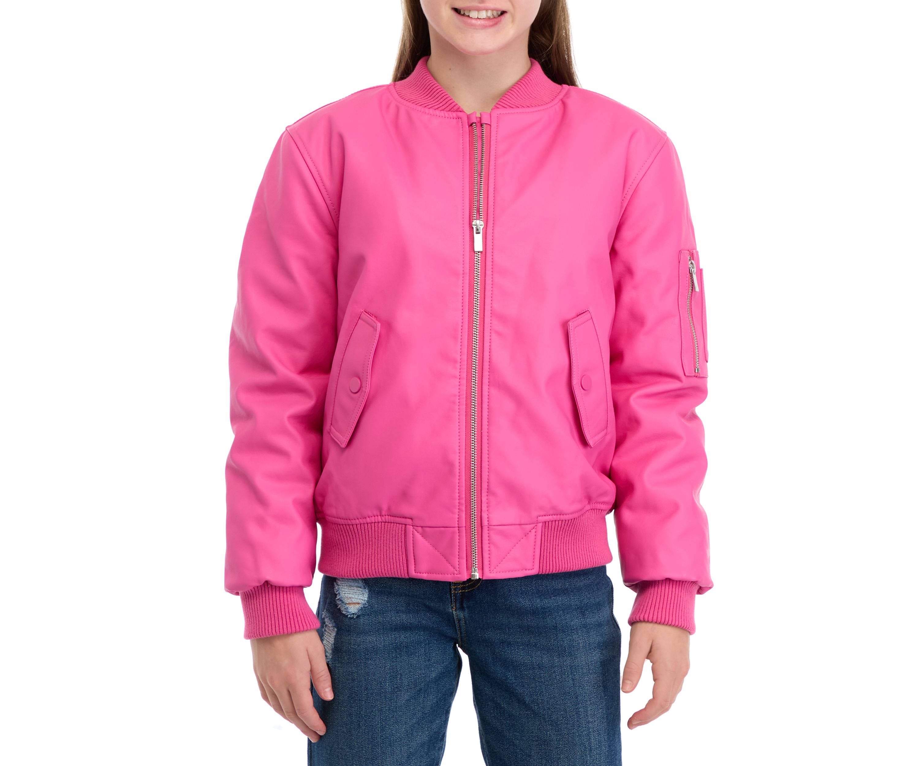 Girls 7-16 Pleather Bomber Jacket