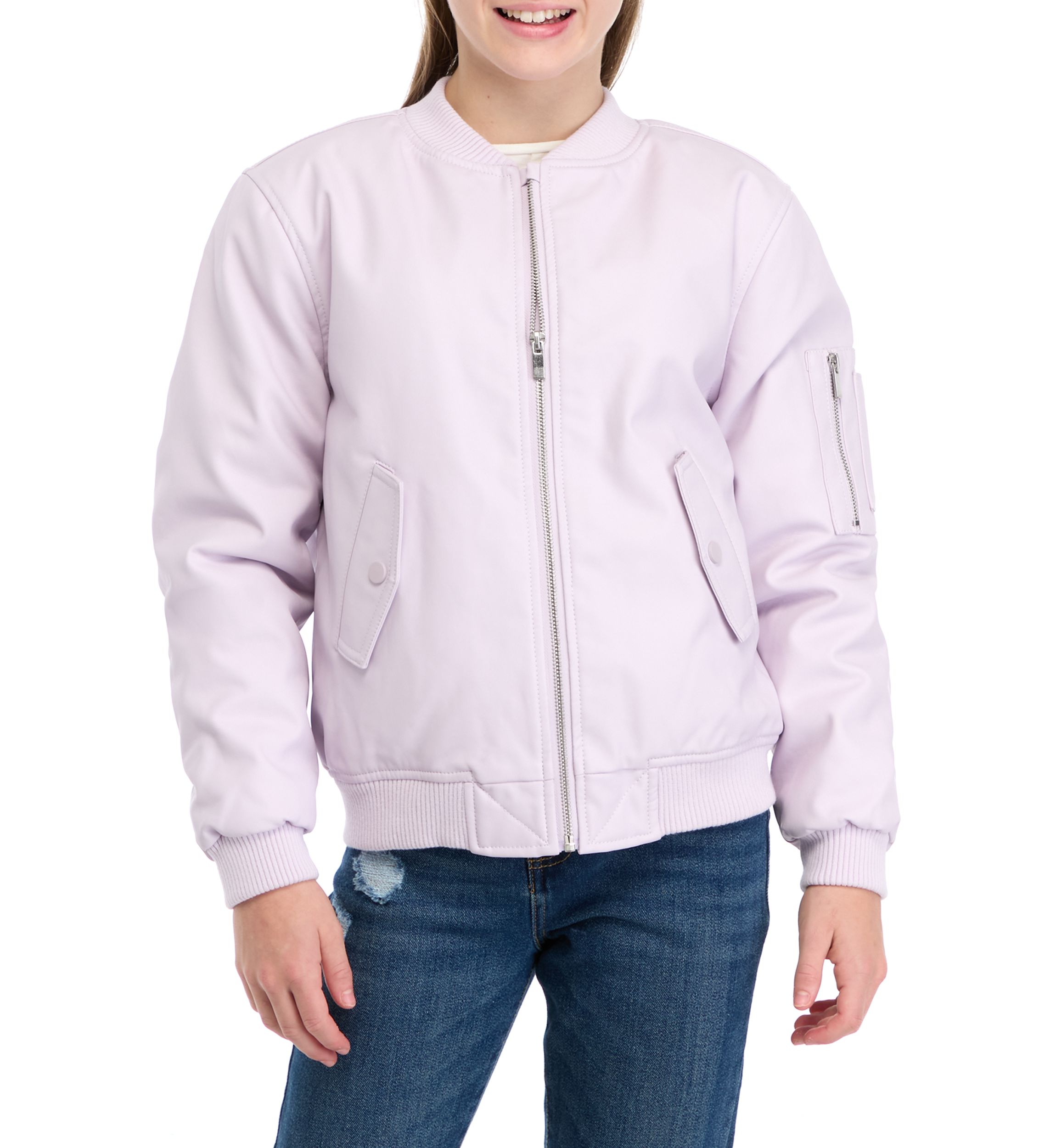 Girls 7-16 Pleather Bomber Jacket