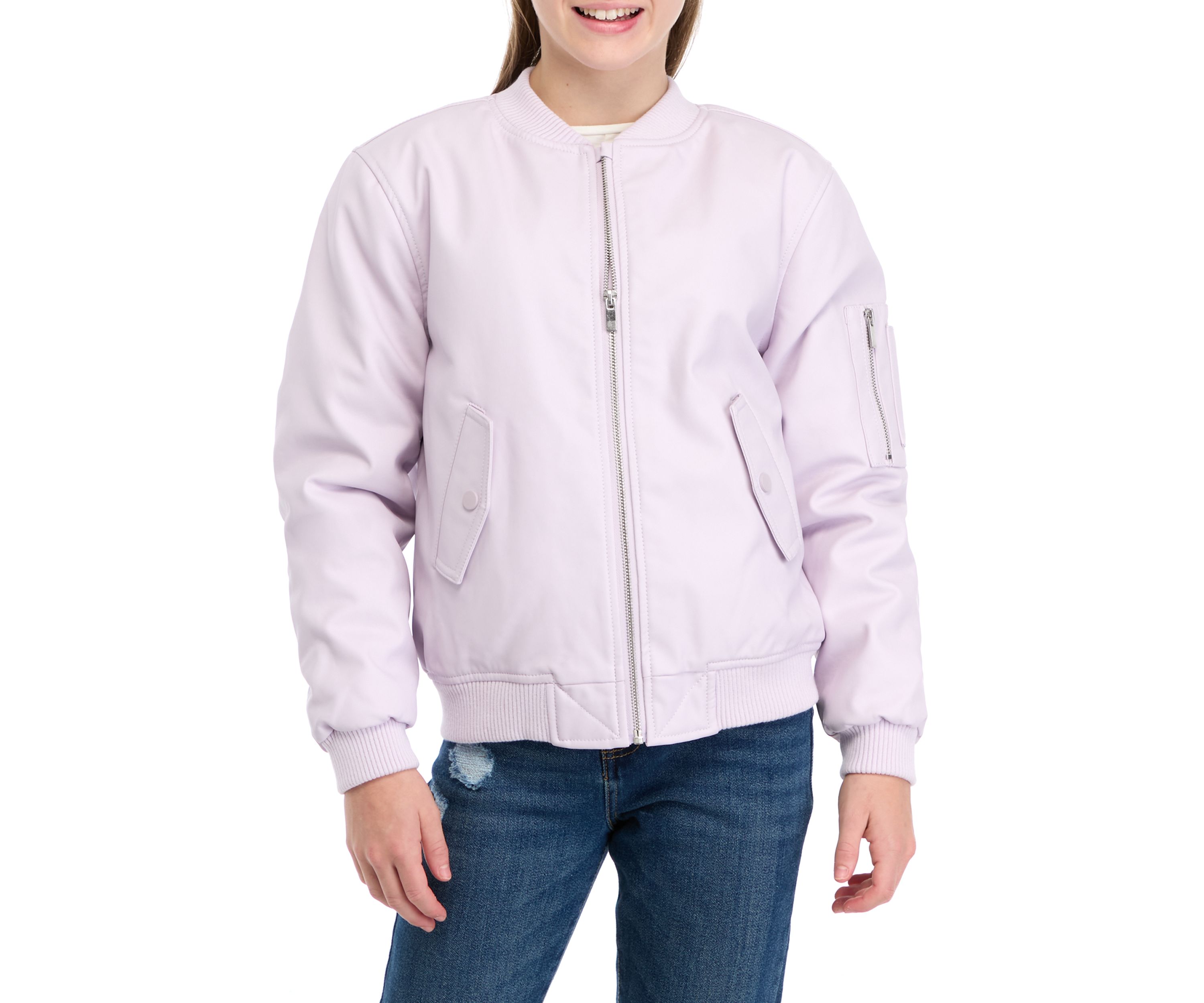 Girls 7-16 Pleather Bomber Jacket