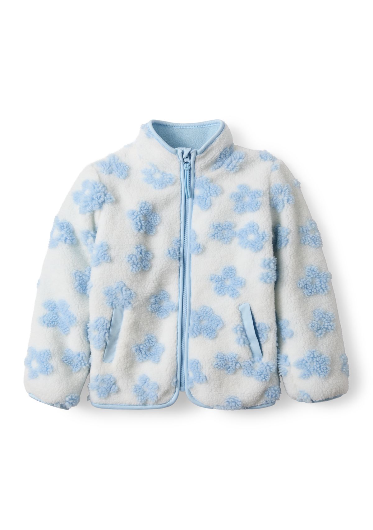 Girls 4-6x Blue Flowers Zip Through Jacket