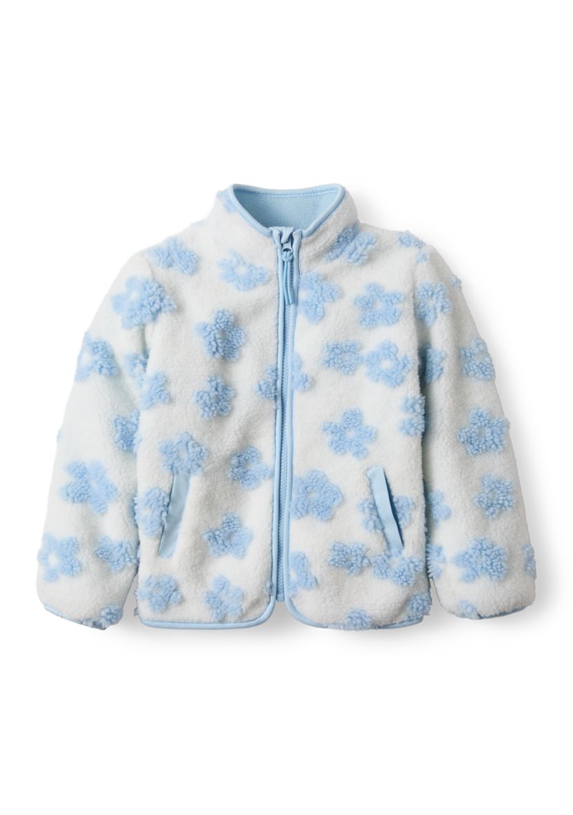 Girls 4-6x Blue Flowers Zip Through Jacket