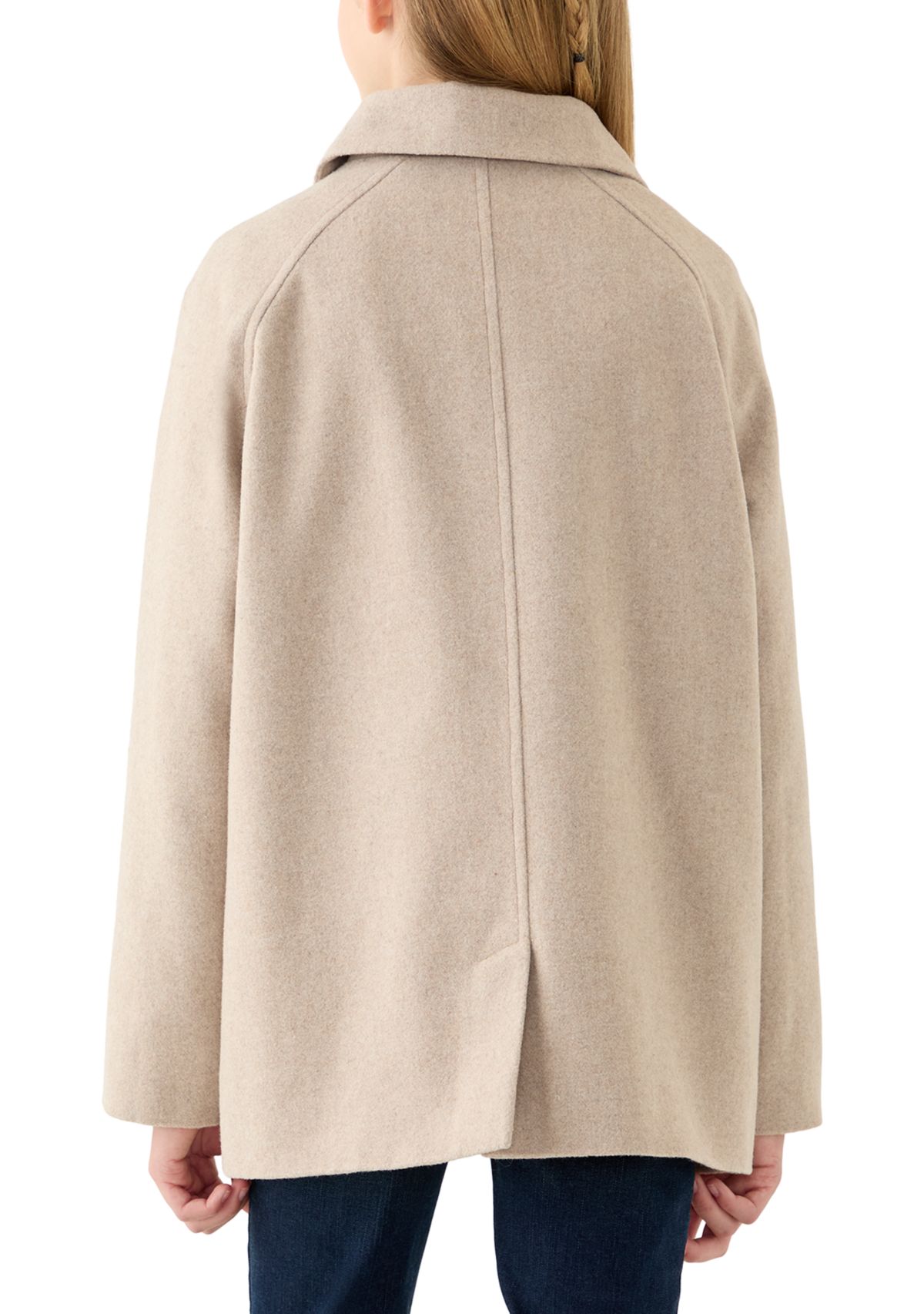 Girls 7-16 Oatmeal Faux Wool Button Down Coat