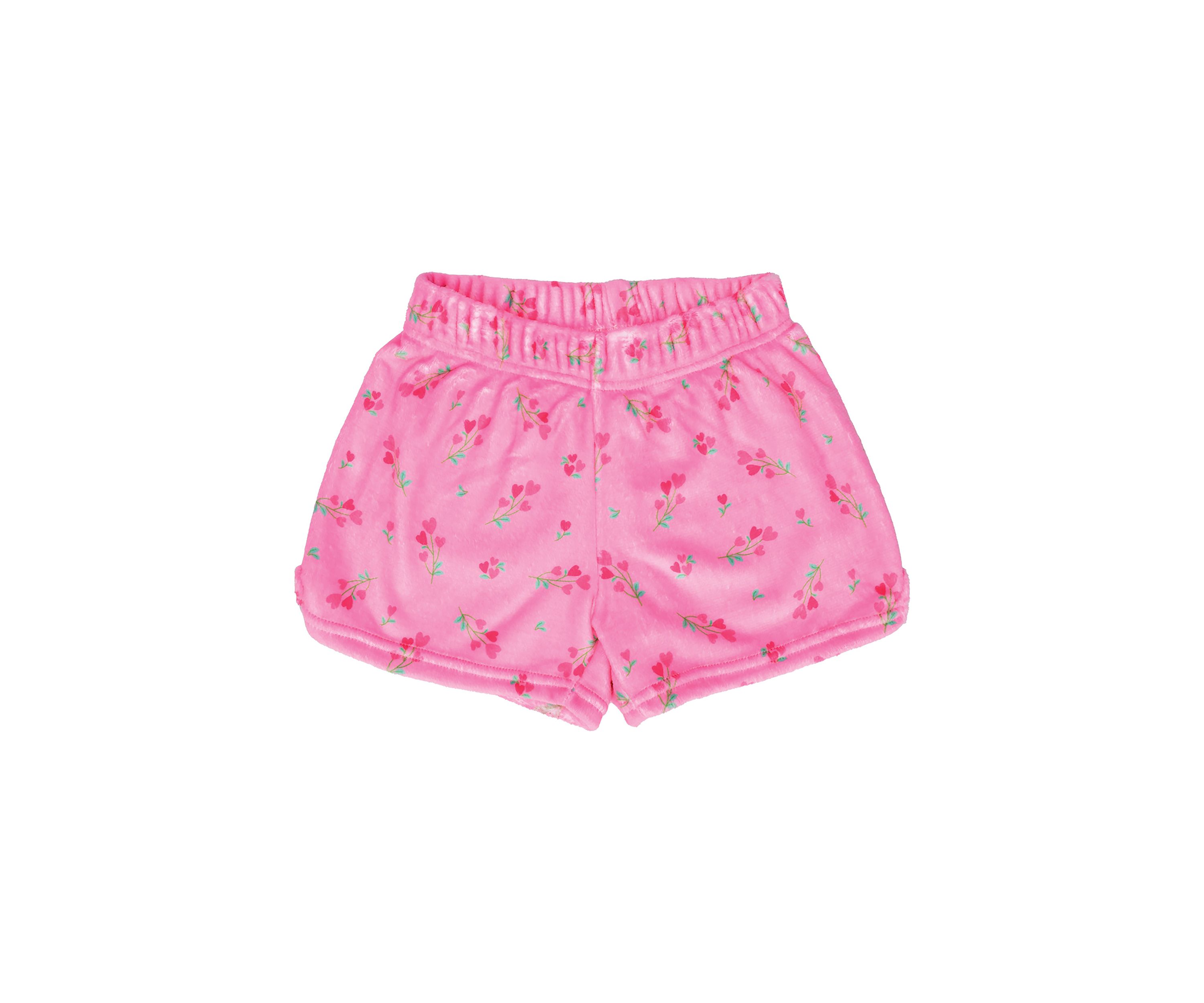Girls 7-16 Flower Heart Printed Plush Shorts