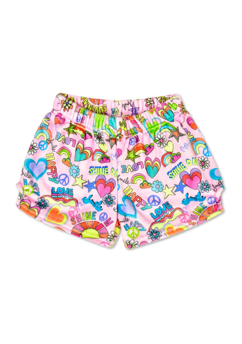 Girls 7-16 Sunshine Printed Plush Shorts