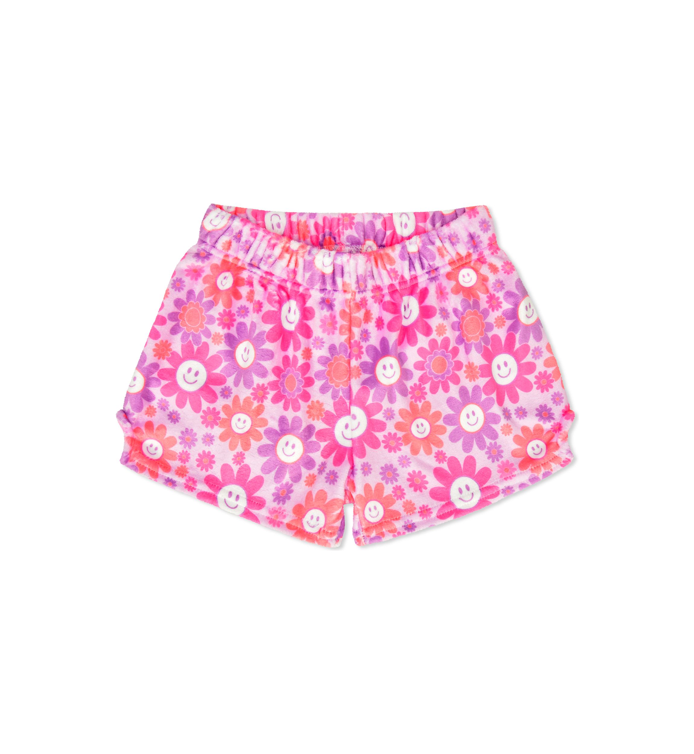 Girls 7-16 Groovy Smiles Plush Sleep Shorts