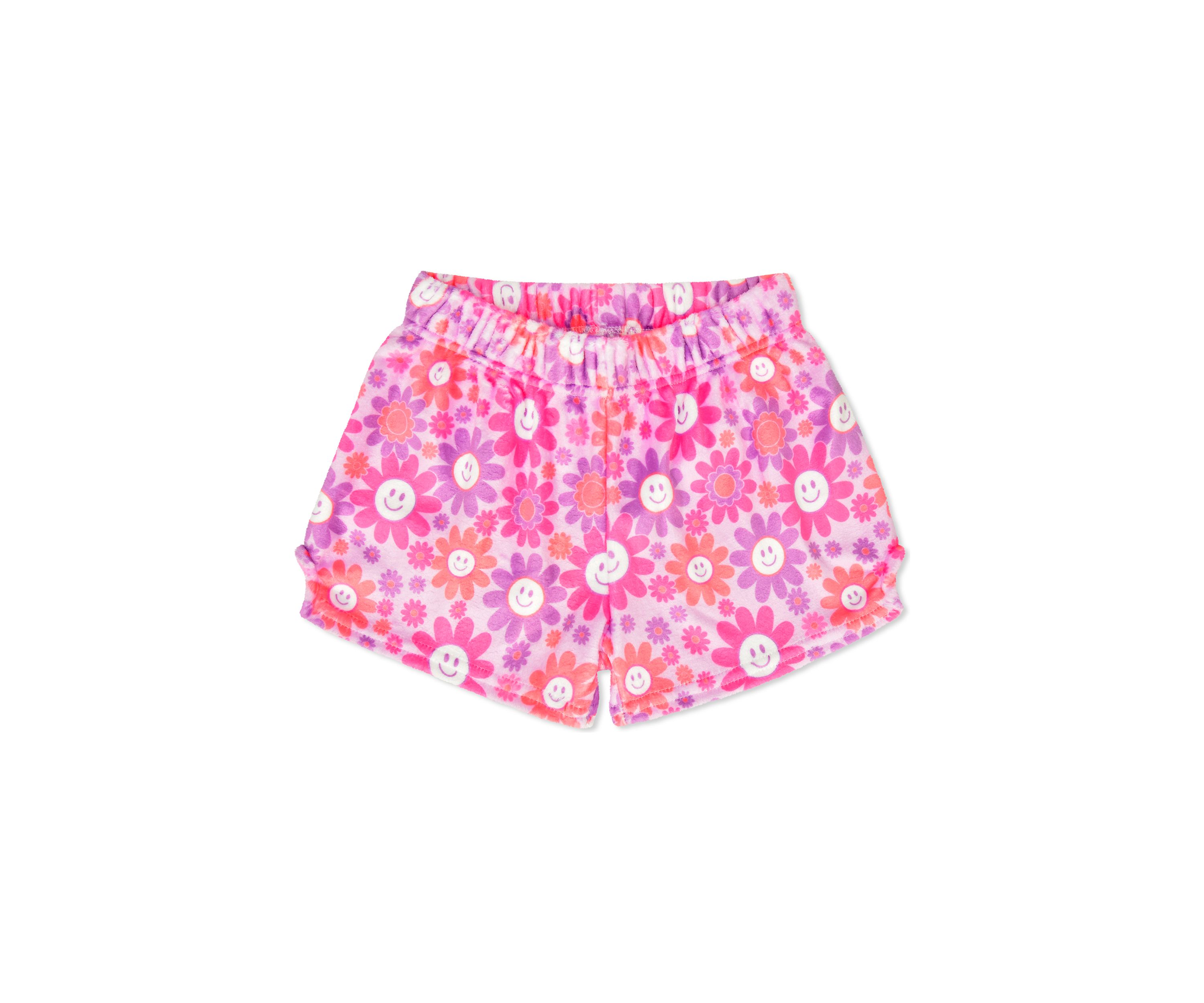 Girls 7-16 Groovy Smiles Plush Sleep Shorts