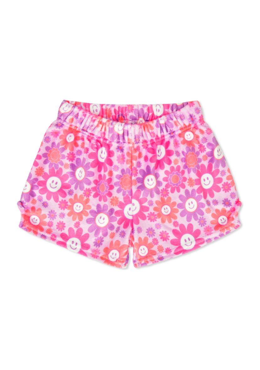 Girls 7-16 Groovy Smiles Plush Sleep Shorts