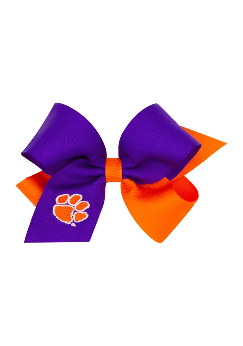 NCAA Medium Two-Tone Grosgrain Bow with Embroidered Collegiate Logo
