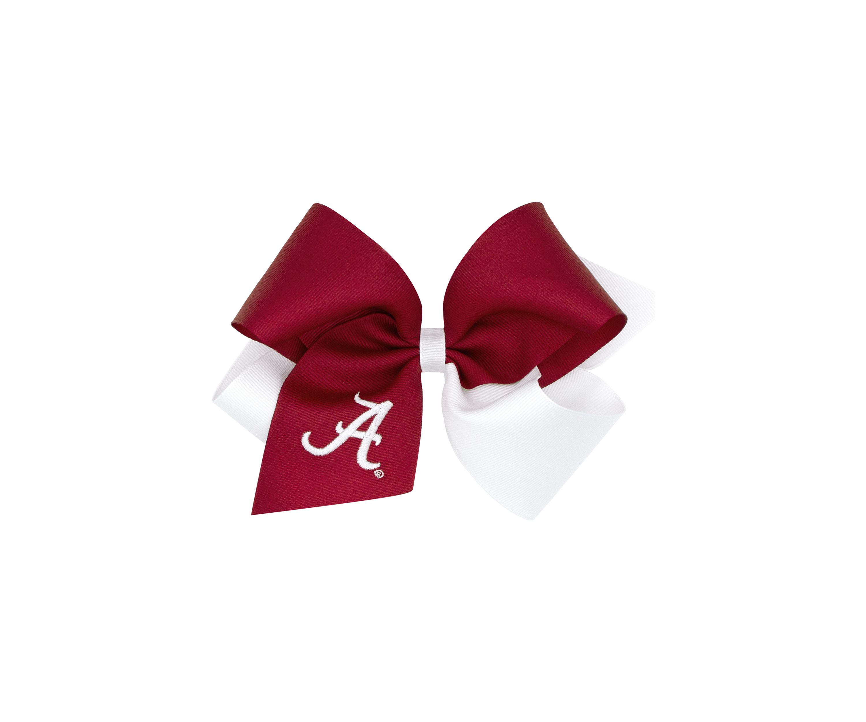 NCAA King Two-Tone Grosgrain Bow with Embroidered Collegiate Logo 